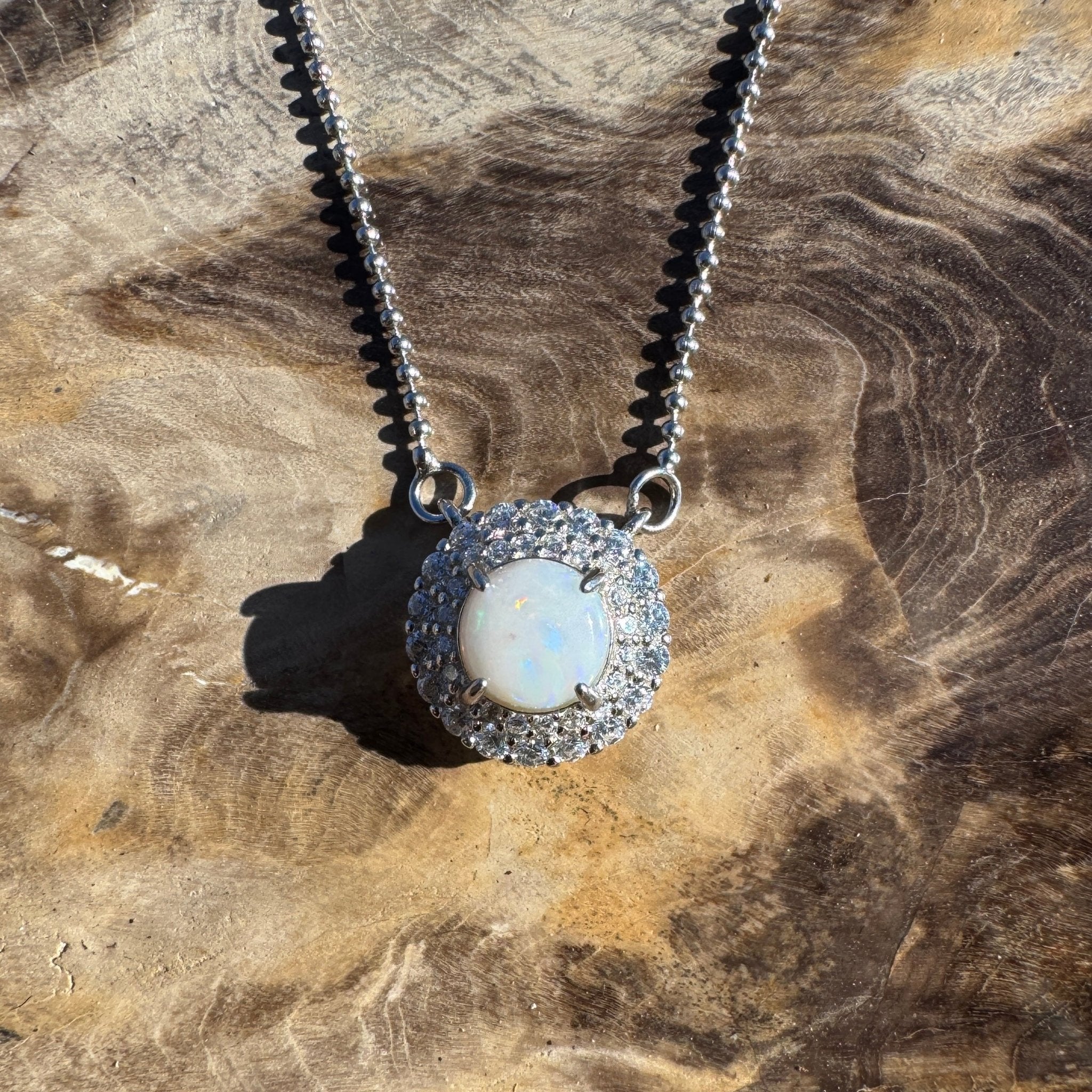 0.7ct Coober Pedy Opal Pendant Necklace ~ 'Exmouth Light' | 925 Sterling Silver | Solid Australian Opal