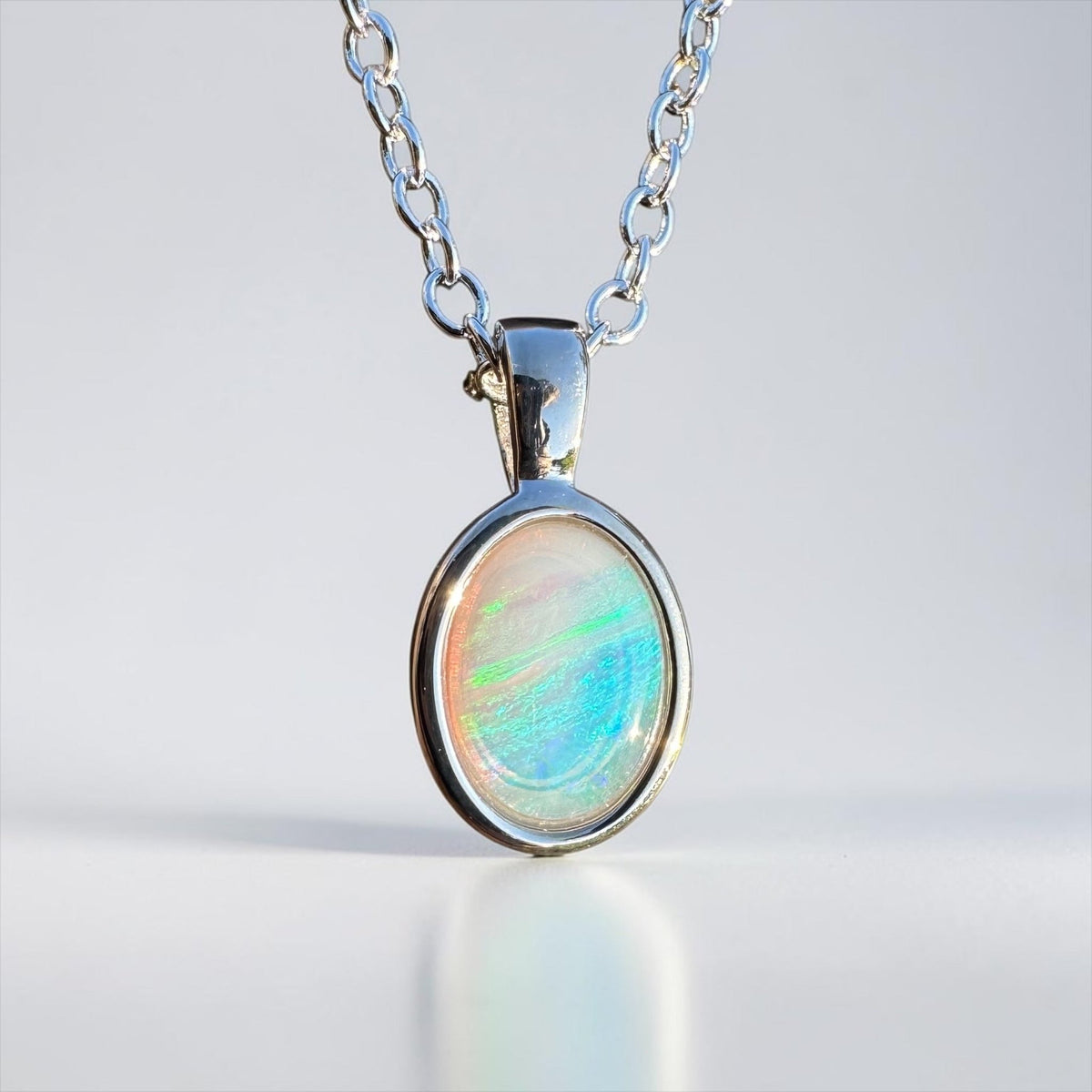0.7ct Coober Pedy Opal Pendant Necklace ~ 'Hervey Bay Firelight' | 925 Sterling Silver | Solid Australian Opal