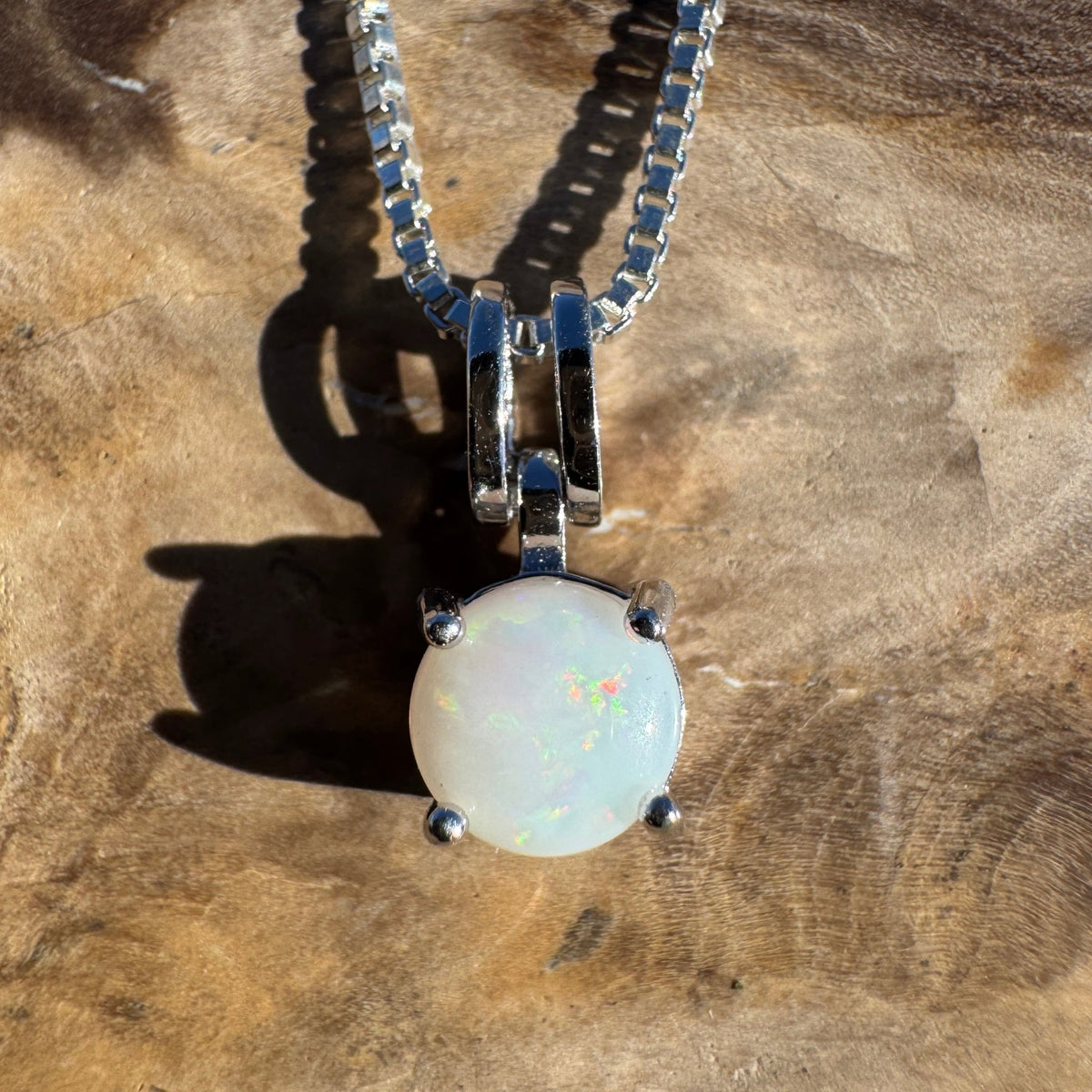 0.7ct Coober Pedy Opal Pendant Necklace ~ 'Kalbarri Glow' | 925 Sterling Silver | Solid Australian Opal