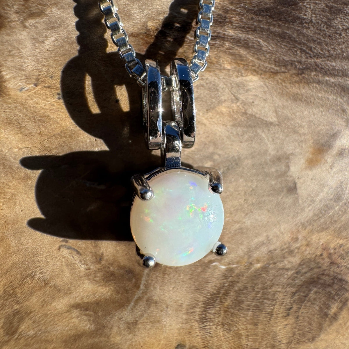 0.7ct Coober Pedy Opal Pendant Necklace ~ 'Kalbarri Glow' | 925 Sterling Silver | Solid Australian Opal