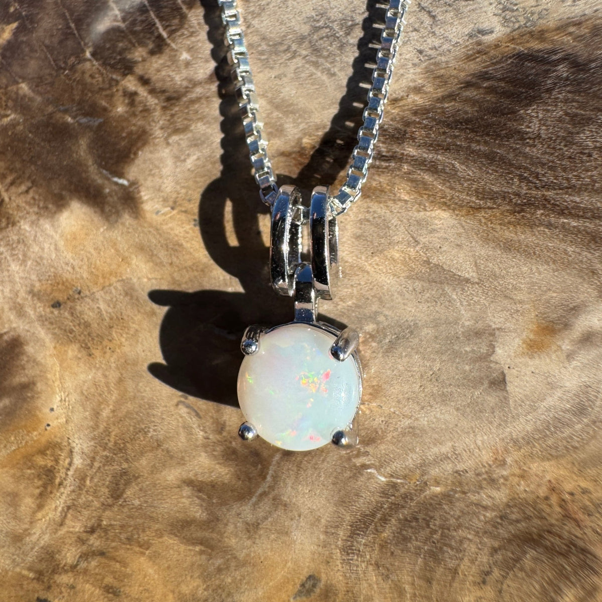 0.7ct Coober Pedy Opal Pendant Necklace ~ 'Kalbarri Glow' | 925 Sterling Silver | Solid Australian Opal
