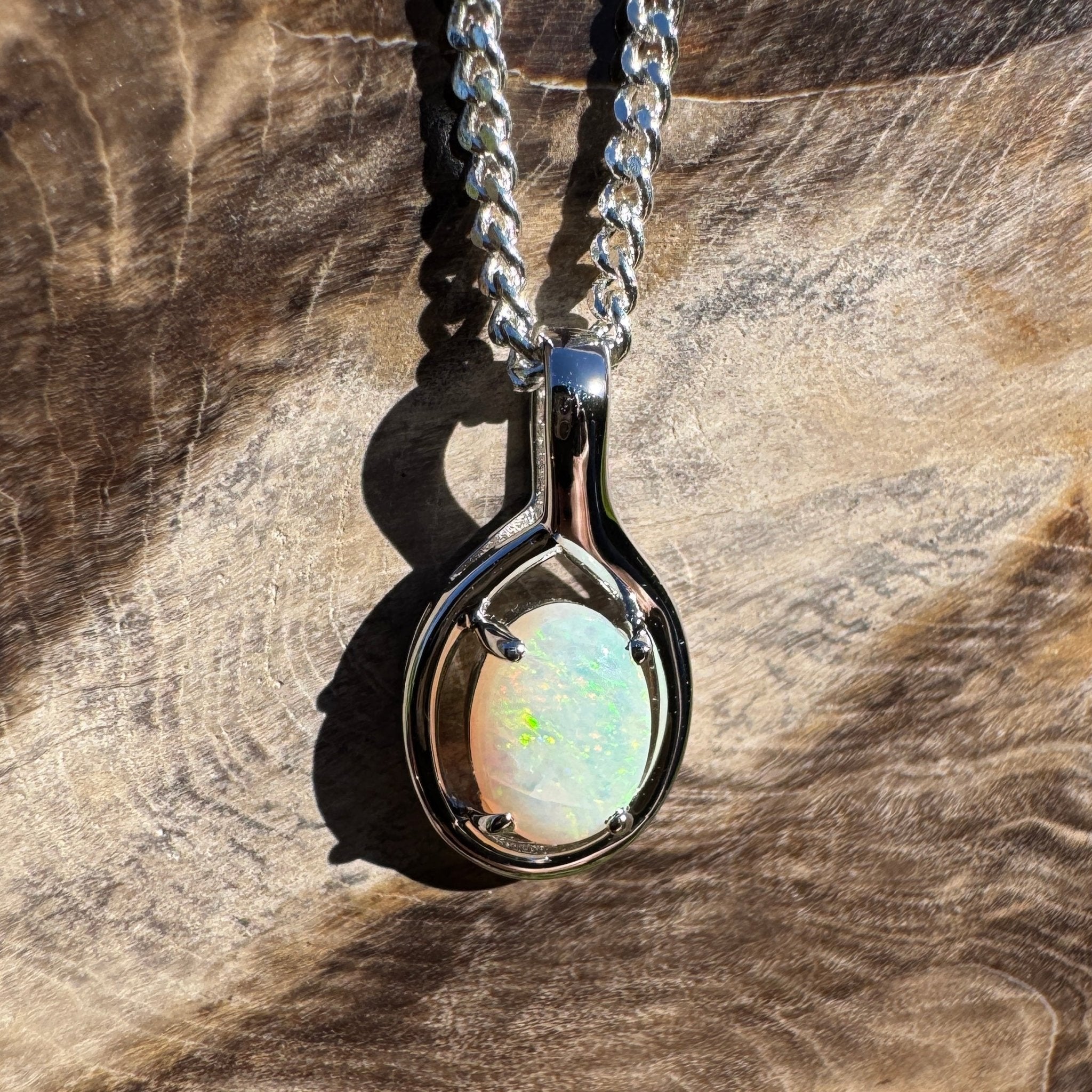 0.7ct Coober Pedy Opal Pendant Necklace ~ 'Lamington Canopy' | 925 Sterling Silver | Solid Australian Opal