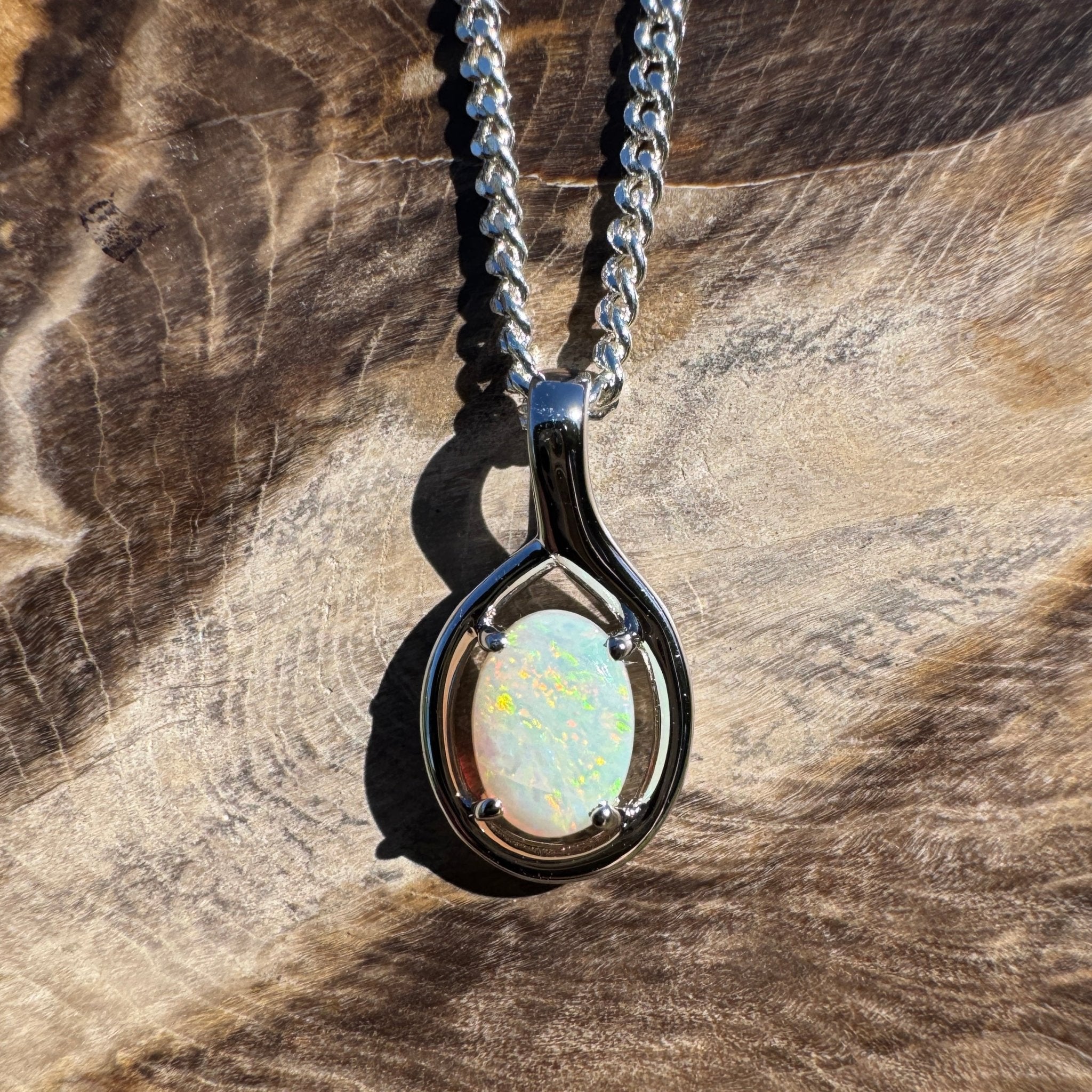 0.7ct Coober Pedy Opal Pendant Necklace ~ 'Lamington Canopy' | 925 Sterling Silver | Solid Australian Opal