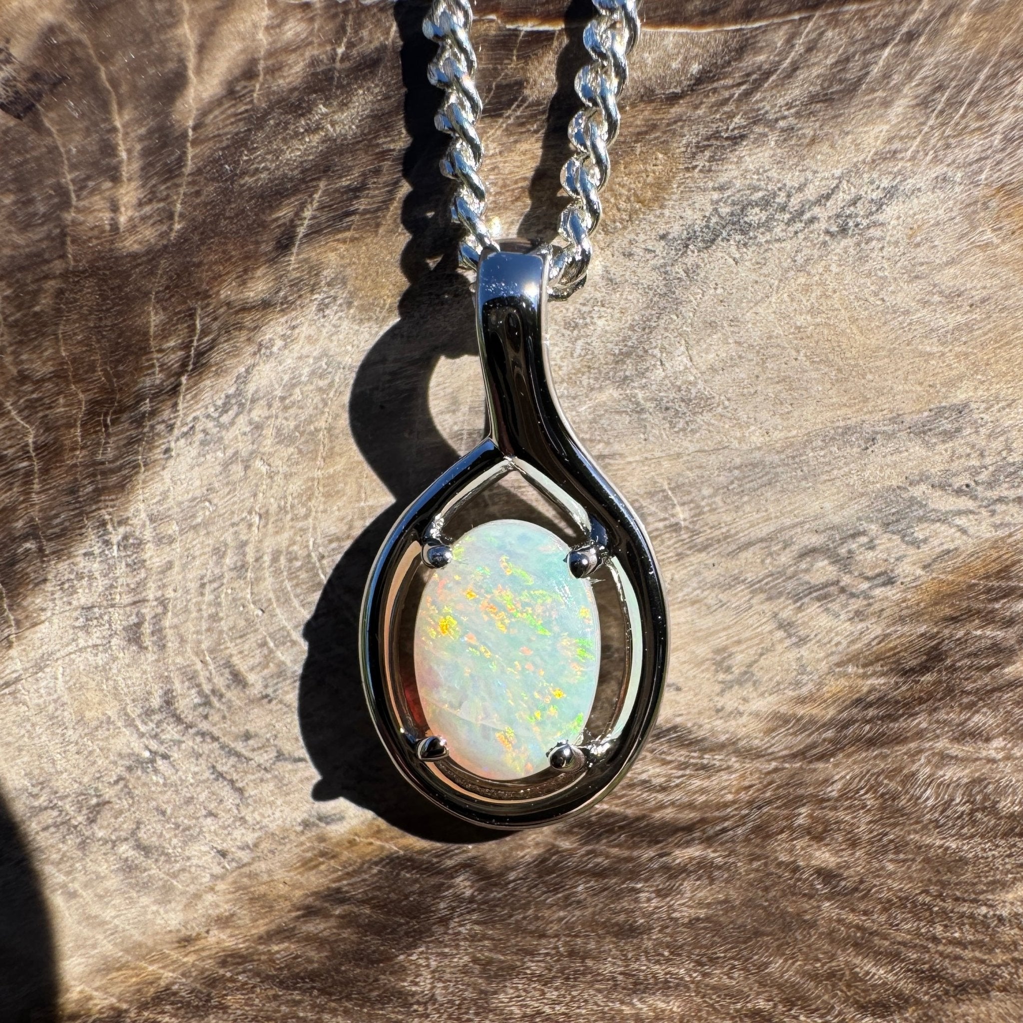 0.7ct Coober Pedy Opal Pendant Necklace ~ 'Lamington Canopy' | 925 Sterling Silver | Solid Australian Opal