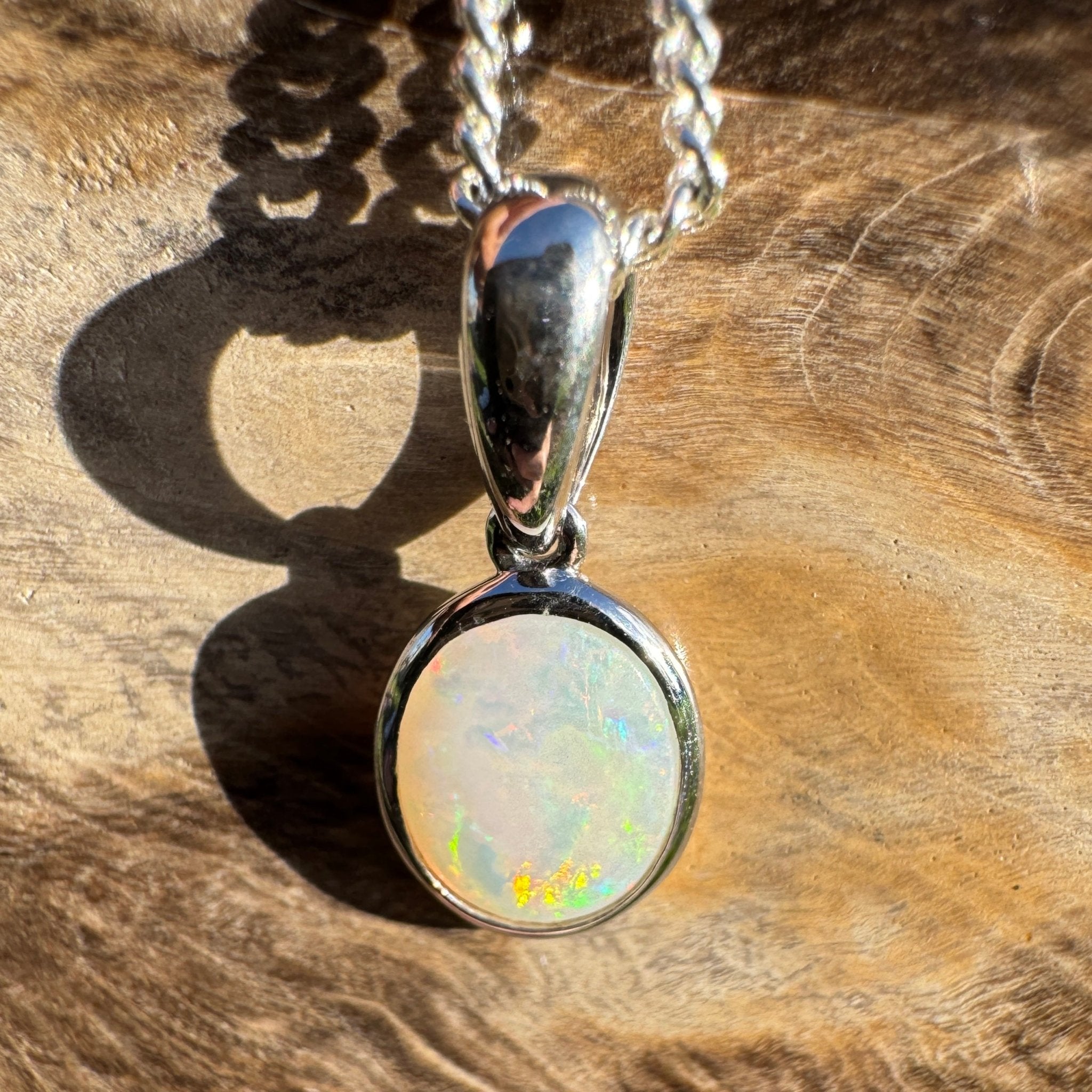 0.7ct Coober Pedy Opal Pendant Necklace ~ 'Pinnacles Moonlight' | 925 Sterling Silver | Solid Australian Opal