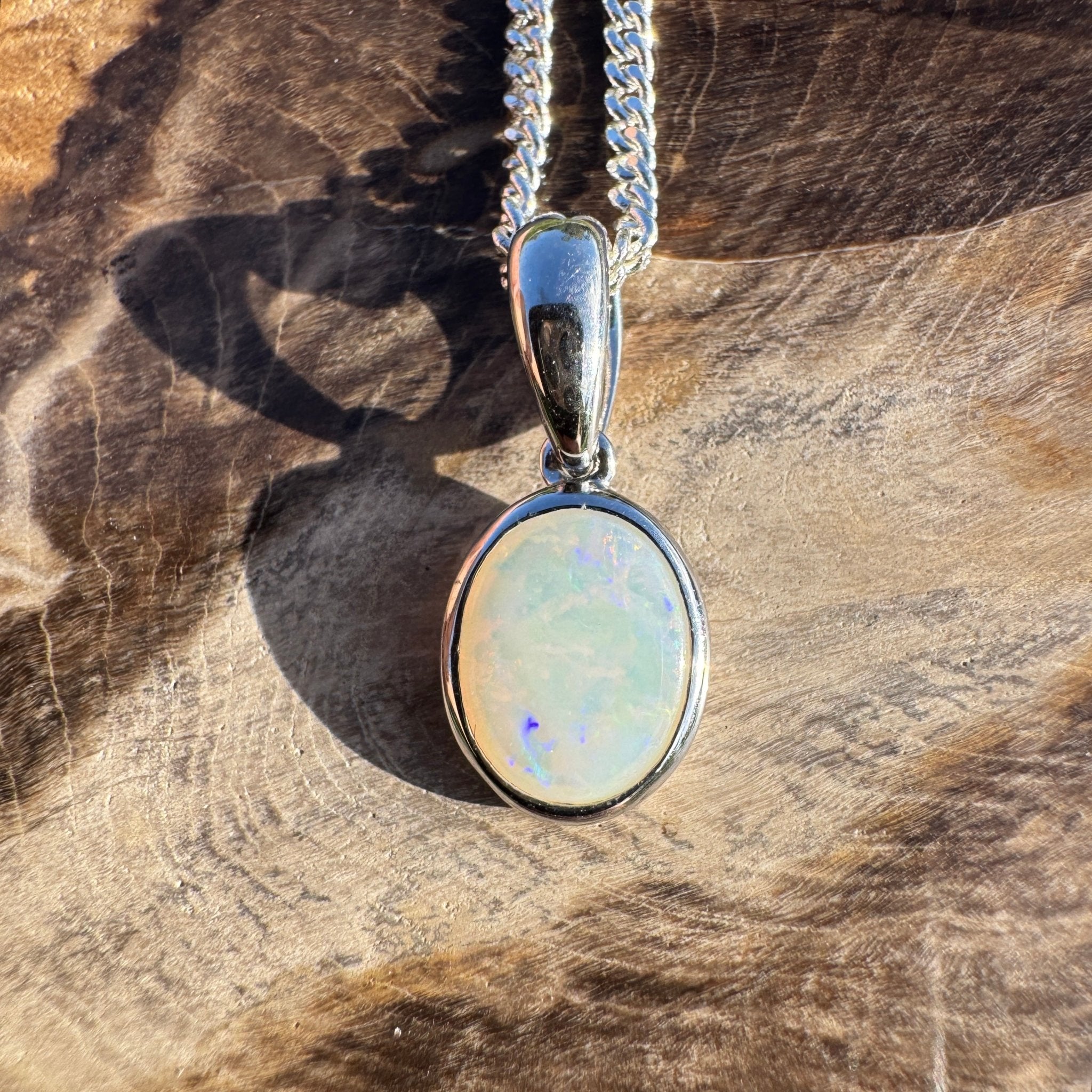 0.7ct Coober Pedy Opal Pendant Necklace ~ 'Pinnacles Moonlight' | 925 Sterling Silver | Solid Australian Opal