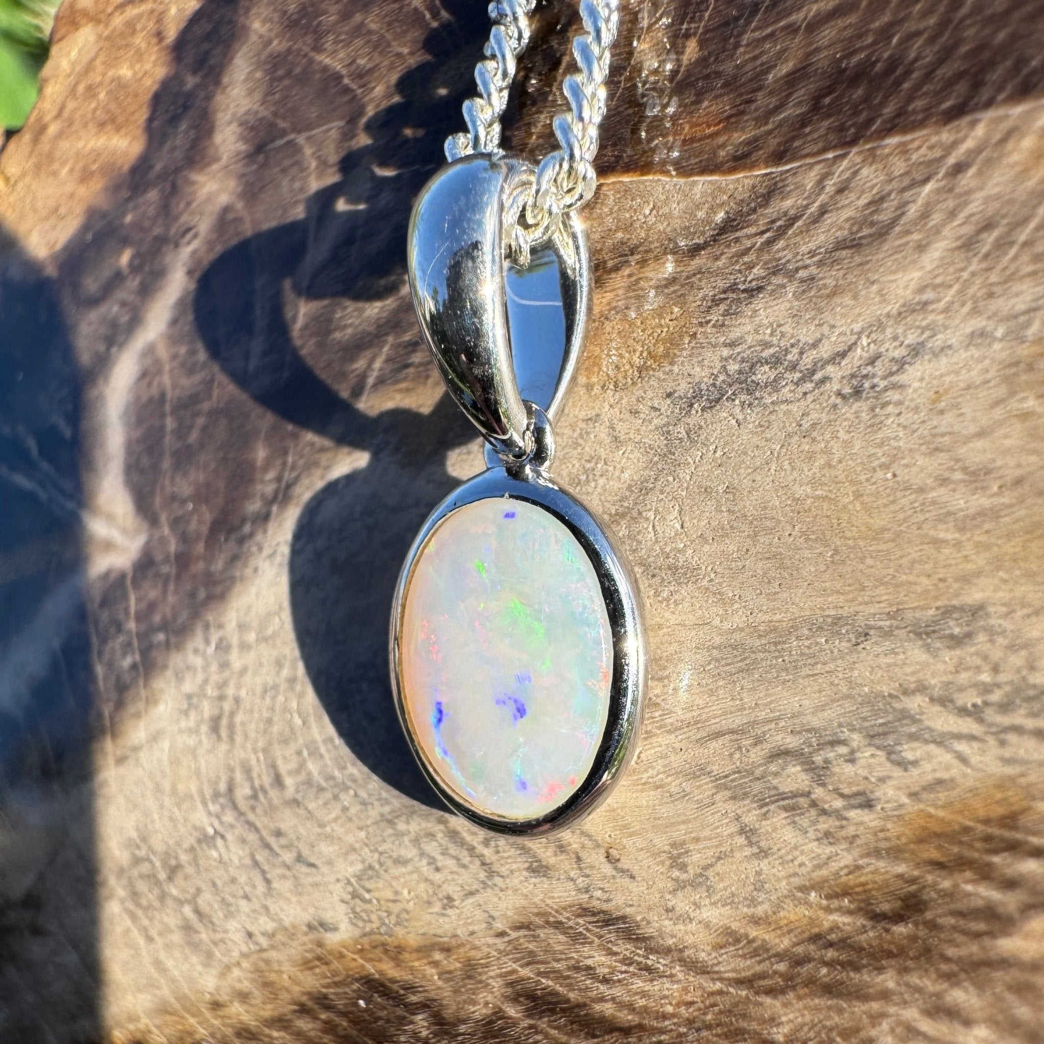 0.7ct Coober Pedy Opal Pendant Necklace ~ 'Pinnacles Moonlight' | 925 Sterling Silver | Solid Australian Opal