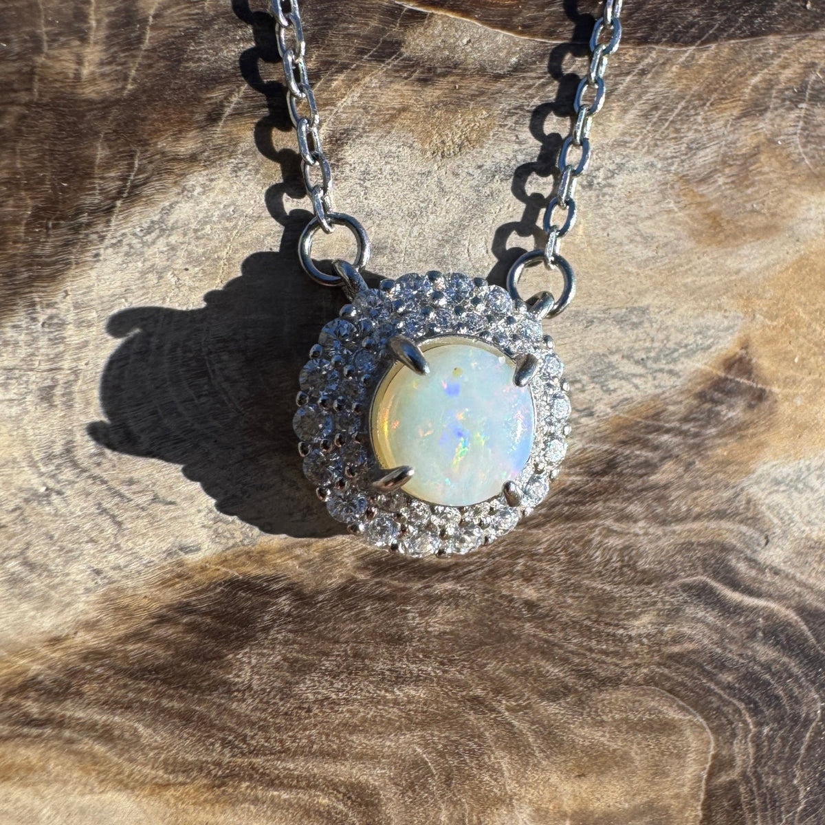 0.7ct Coober Pedy Opal Pendant Necklace ~ 'Portsea Prism' | 925 Sterling Silver | Solid Australian Opal