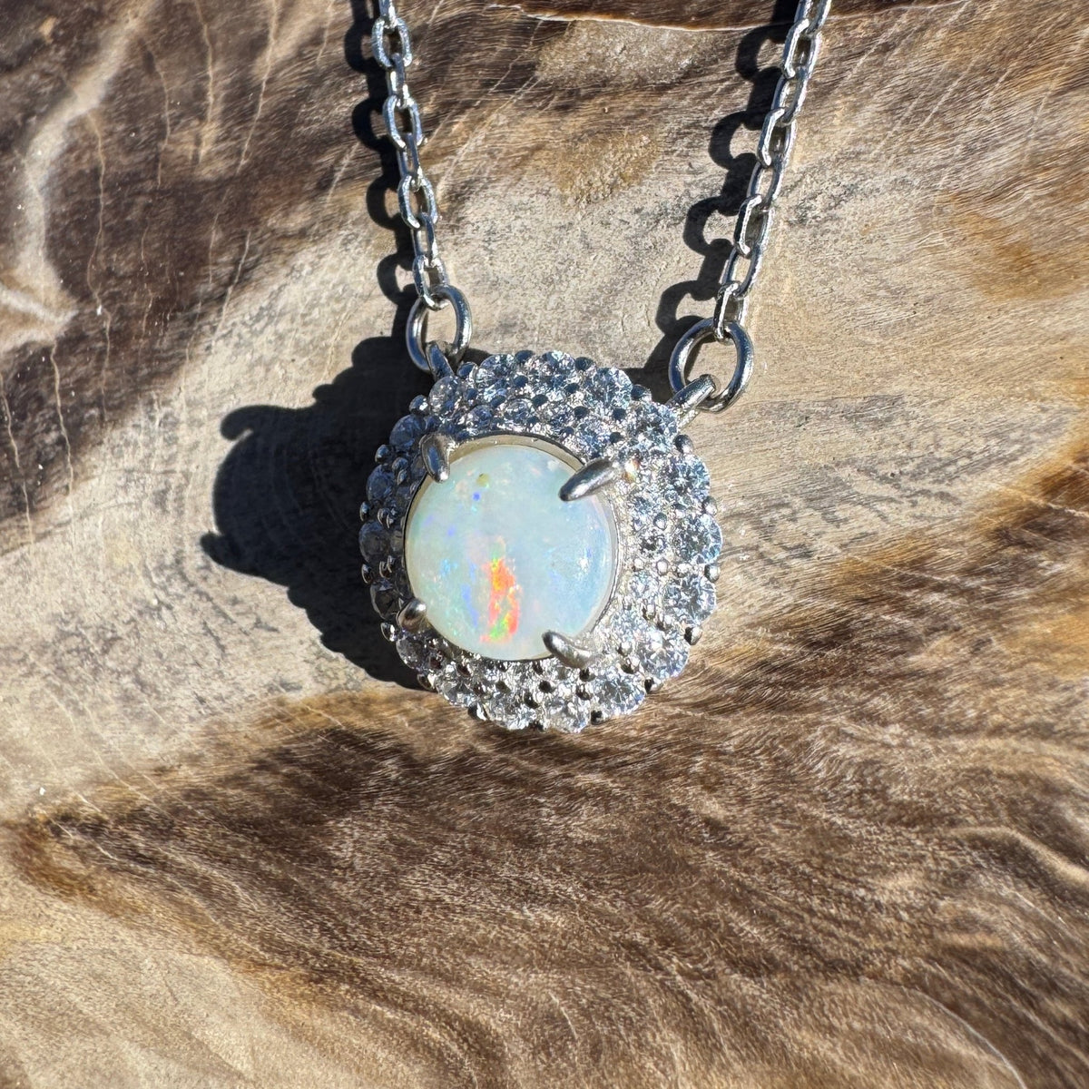 0.7ct Coober Pedy Opal Pendant Necklace ~ 'Portsea Prism' | 925 Sterling Silver | Solid Australian Opal