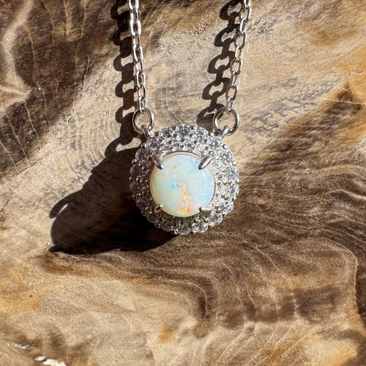0.7ct Coober Pedy Opal Pendant Necklace ~ 'Portsea Prism' | 925 Sterling Silver | Solid Australian Opal
