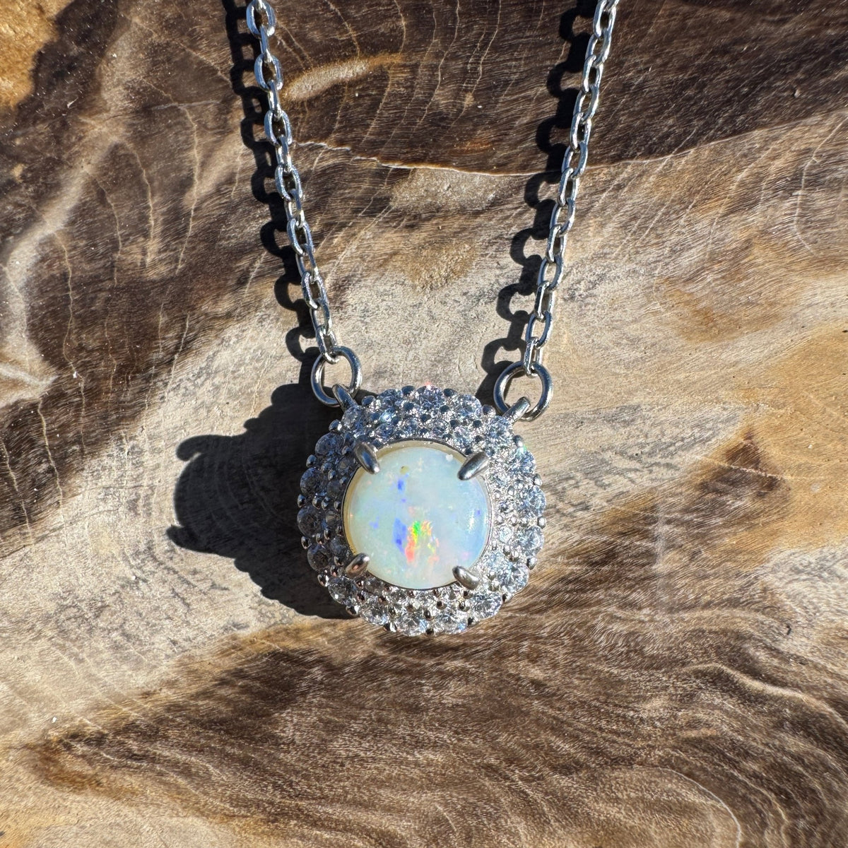 0.7ct Coober Pedy Opal Pendant Necklace ~ 'Portsea Prism' | 925 Sterling Silver | Solid Australian Opal