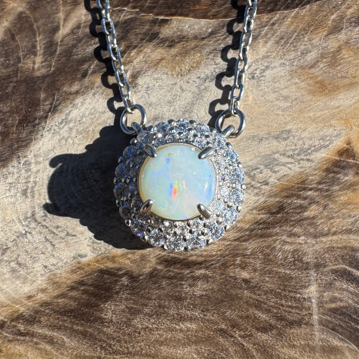0.7ct Coober Pedy Opal Pendant Necklace ~ 'Portsea Prism' | 925 Sterling Silver | Solid Australian Opal