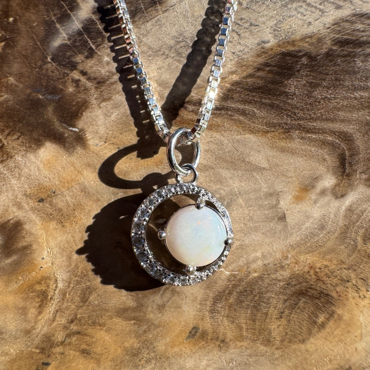 0.7ct Coober Pedy Opal Pendant Necklace ~ 'Strahan Gleam' | 925 Sterling Silver | Solid Australian Opal