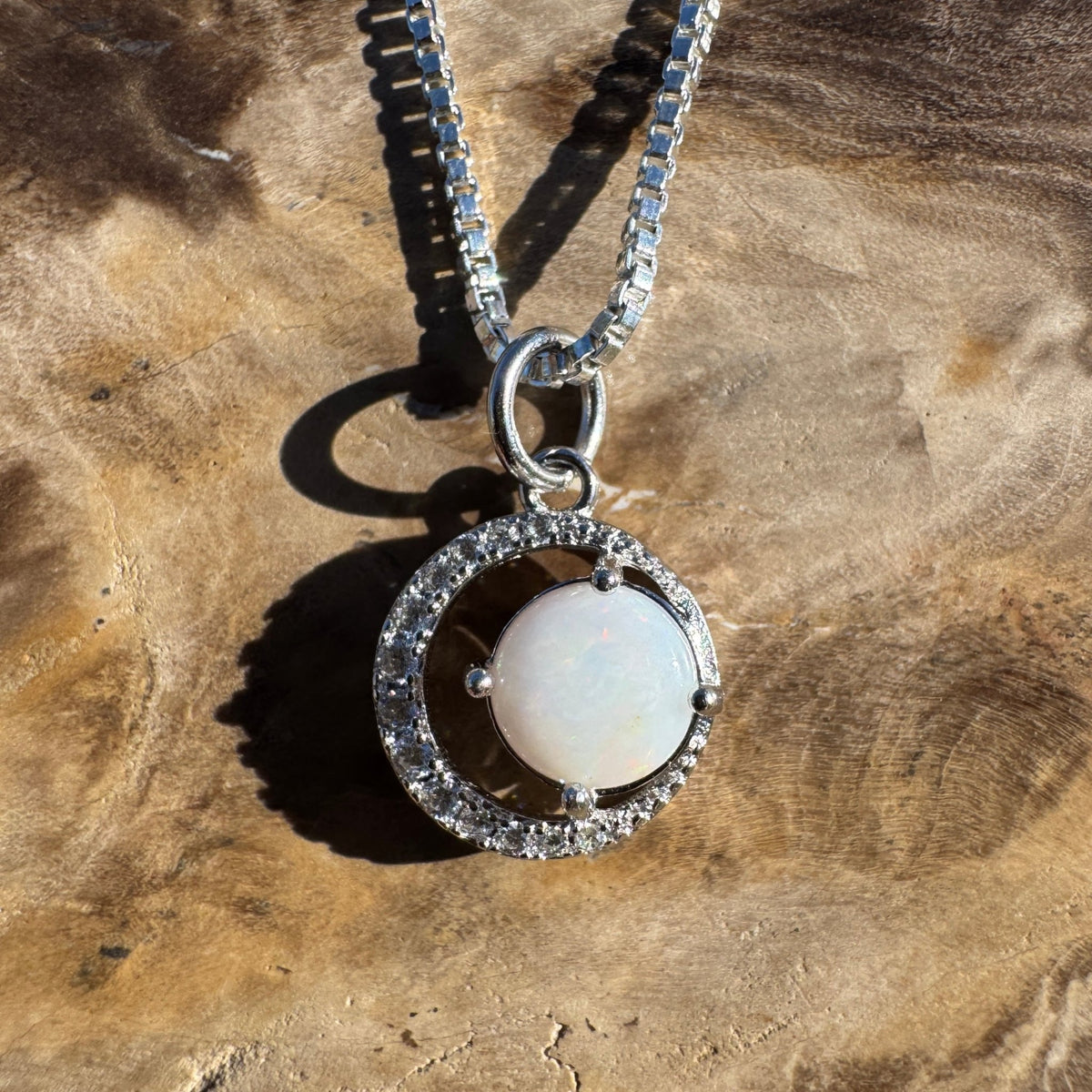 0.7ct Coober Pedy Opal Pendant Necklace ~ 'Strahan Gleam' | 925 Sterling Silver | Solid Australian Opal