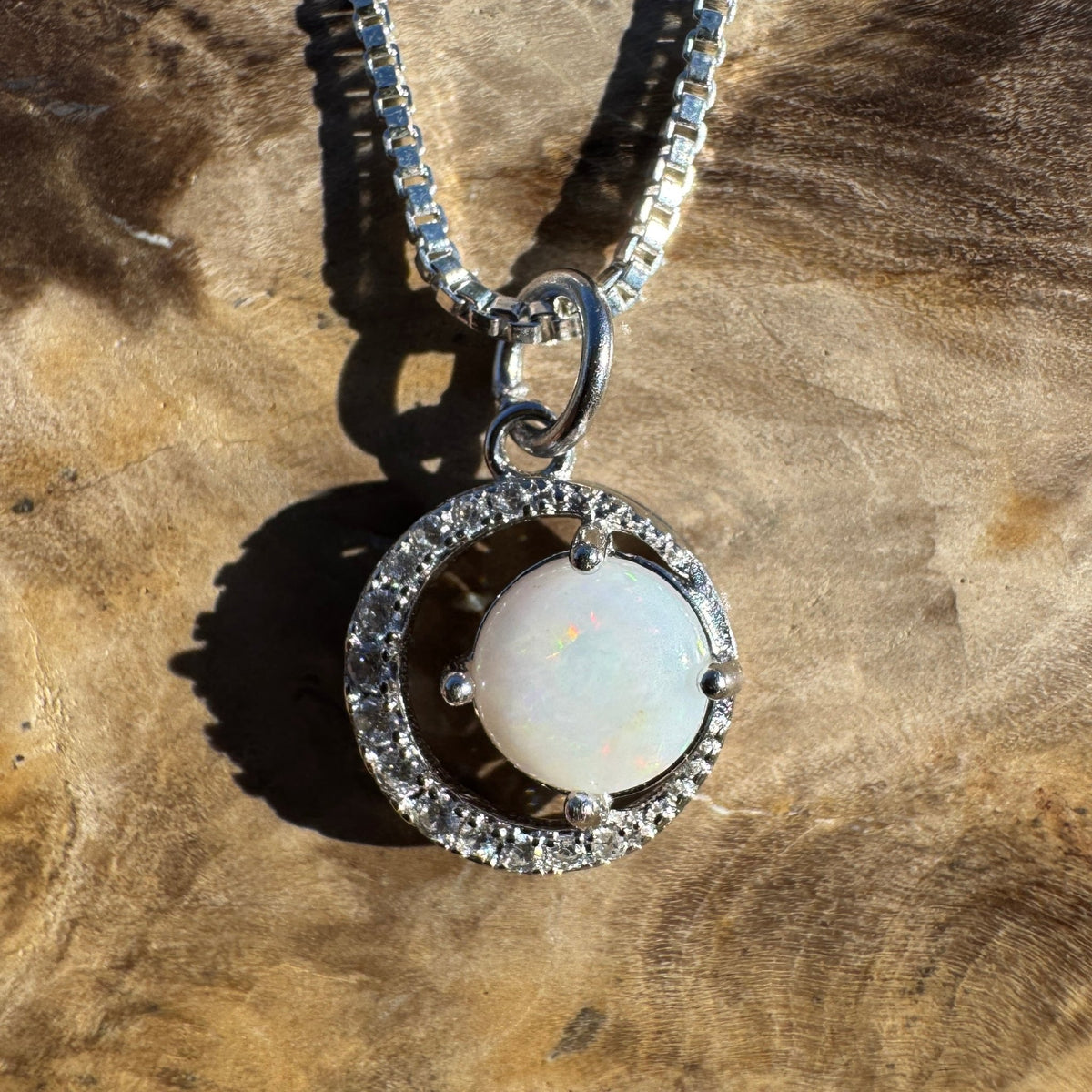 0.7ct Coober Pedy Opal Pendant Necklace ~ 'Strahan Gleam' | 925 Sterling Silver | Solid Australian Opal