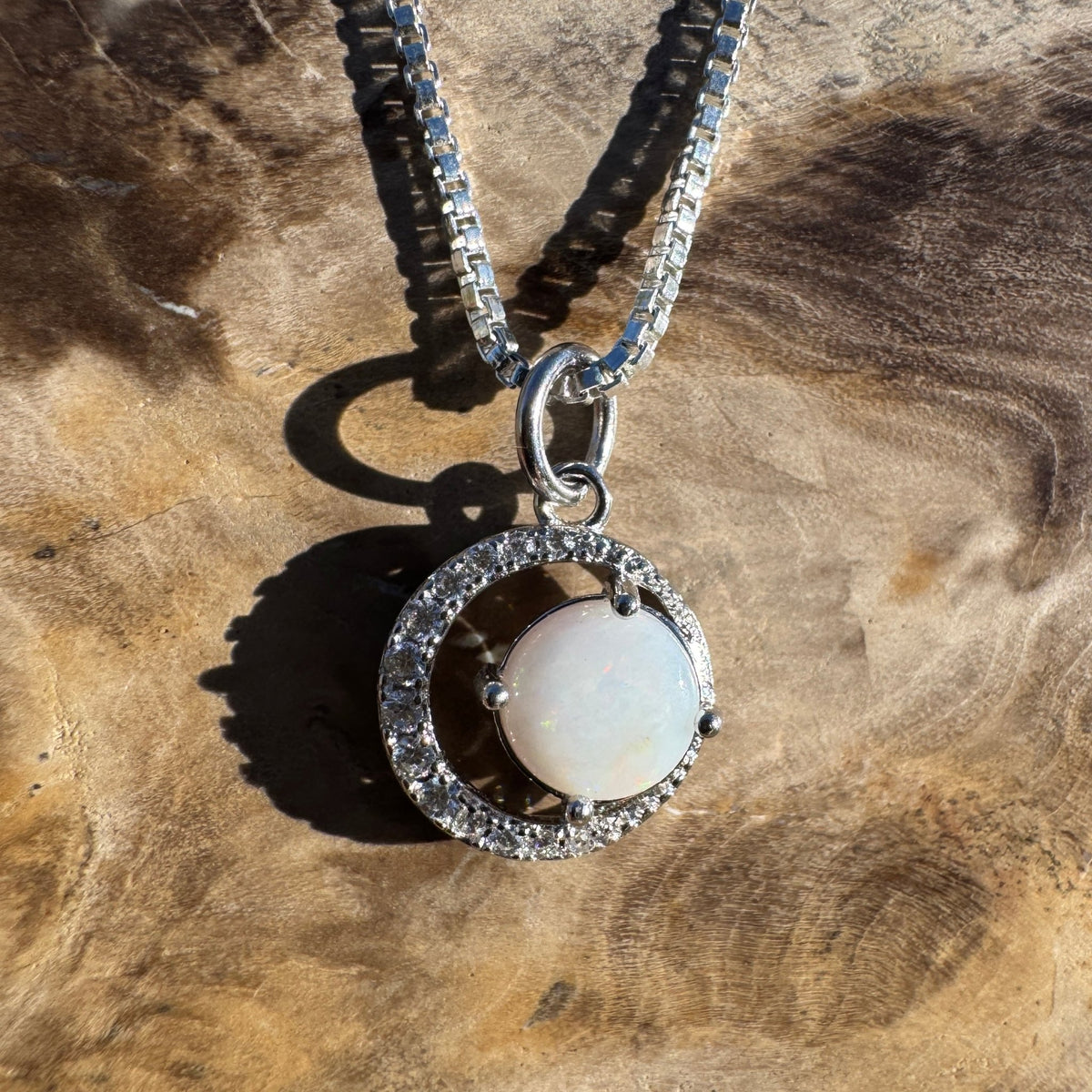 0.7ct Coober Pedy Opal Pendant Necklace ~ 'Strahan Gleam' | 925 Sterling Silver | Solid Australian Opal