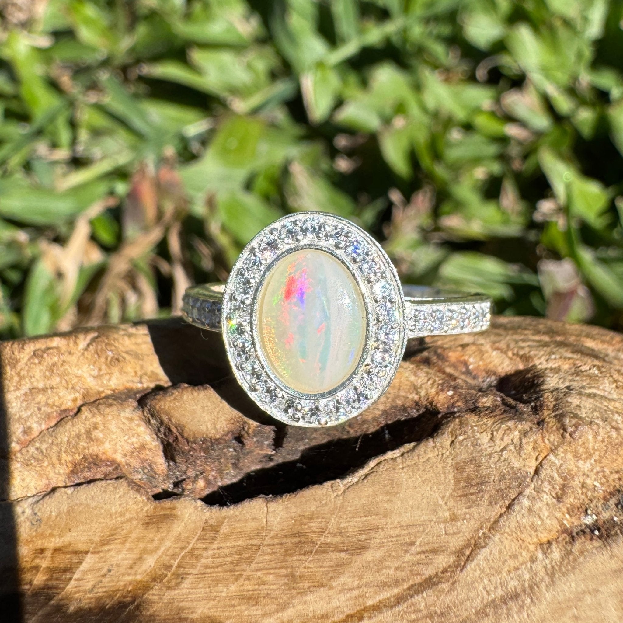 0.7ct Coober Pedy Opal Ring ~ 'Shark Bay Ember' | 925 Sterling Silver | Solid Australian Opal