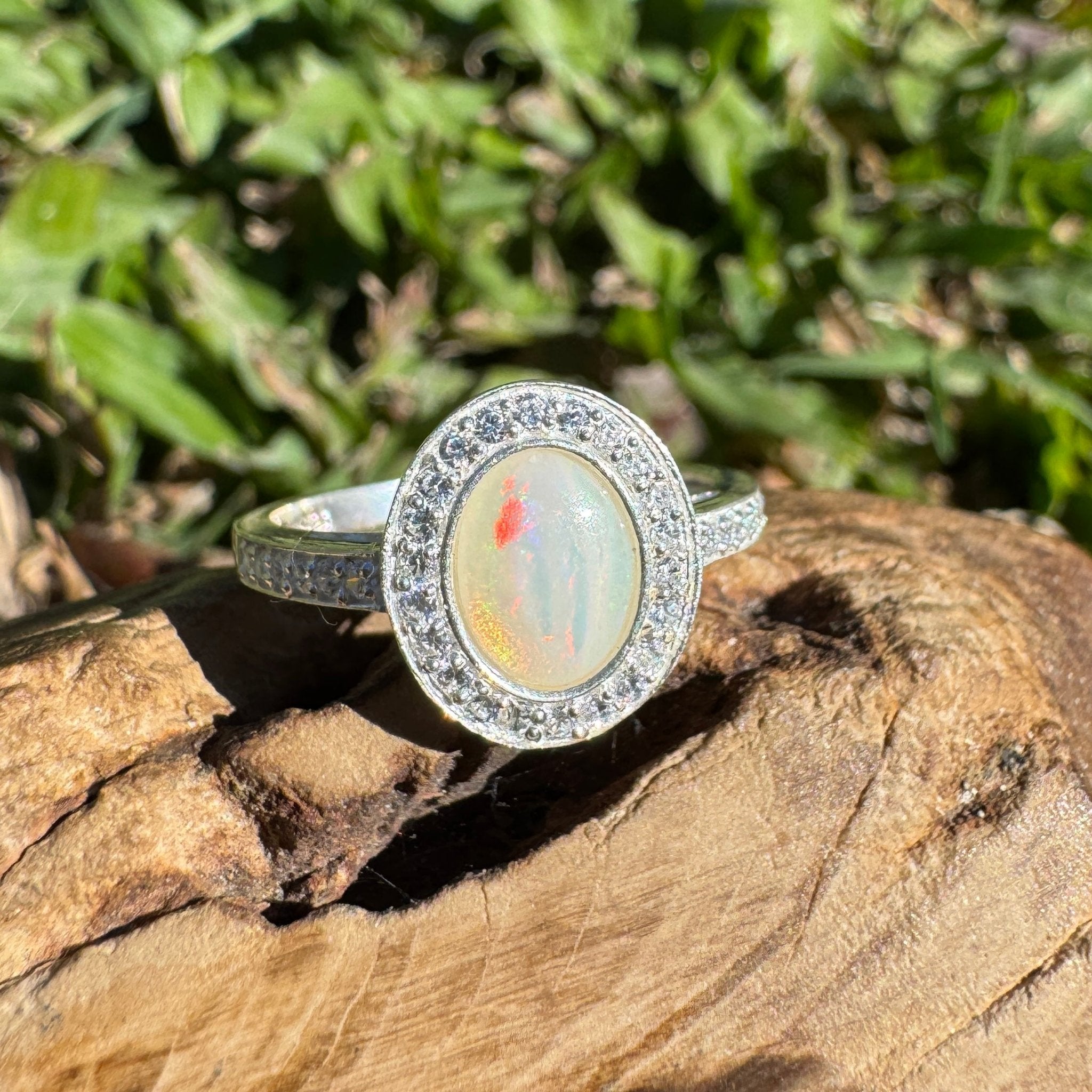 0.7ct Coober Pedy Opal Ring ~ 'Shark Bay Ember' | 925 Sterling Silver | Solid Australian Opal