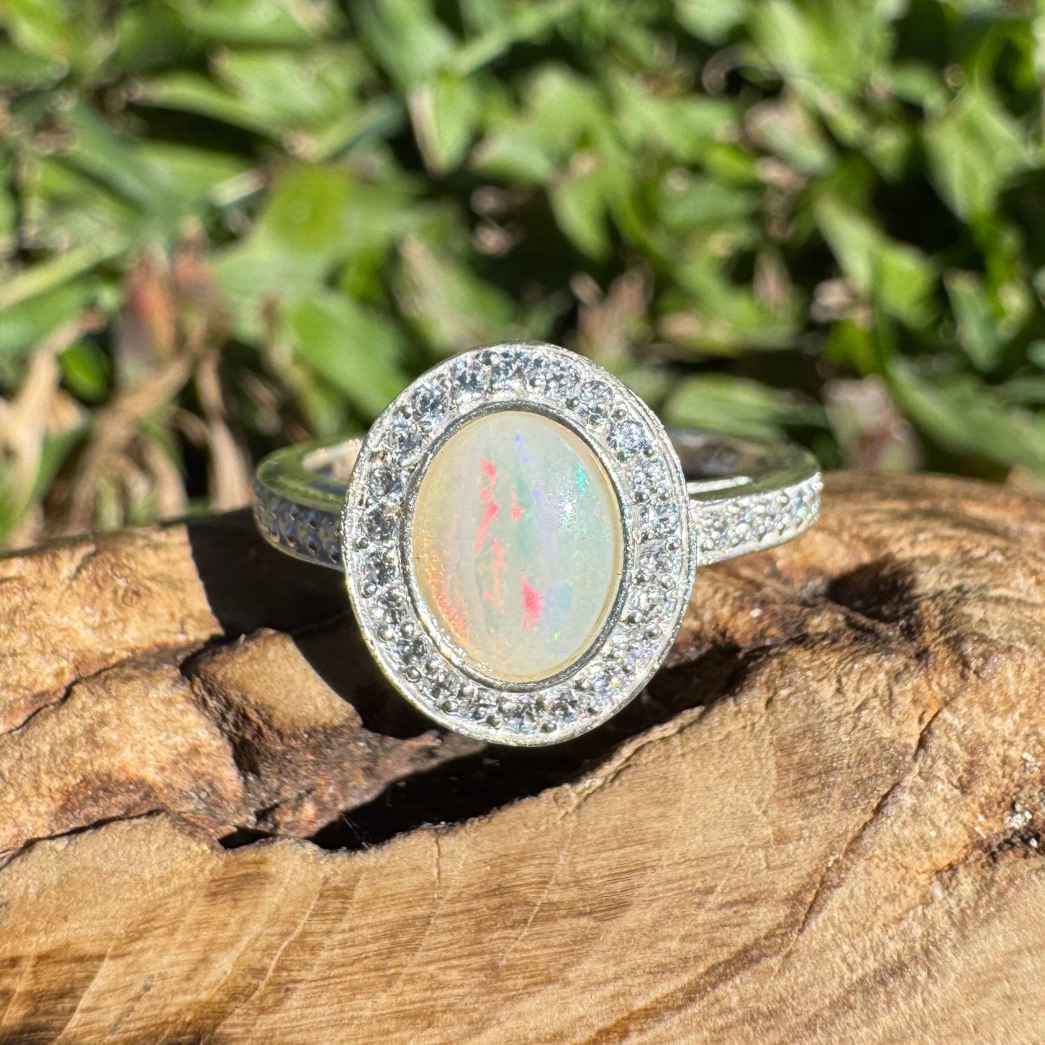 0.7ct Coober Pedy Opal Ring ~ 'Shark Bay Ember' | 925 Sterling Silver | Solid Australian Opal