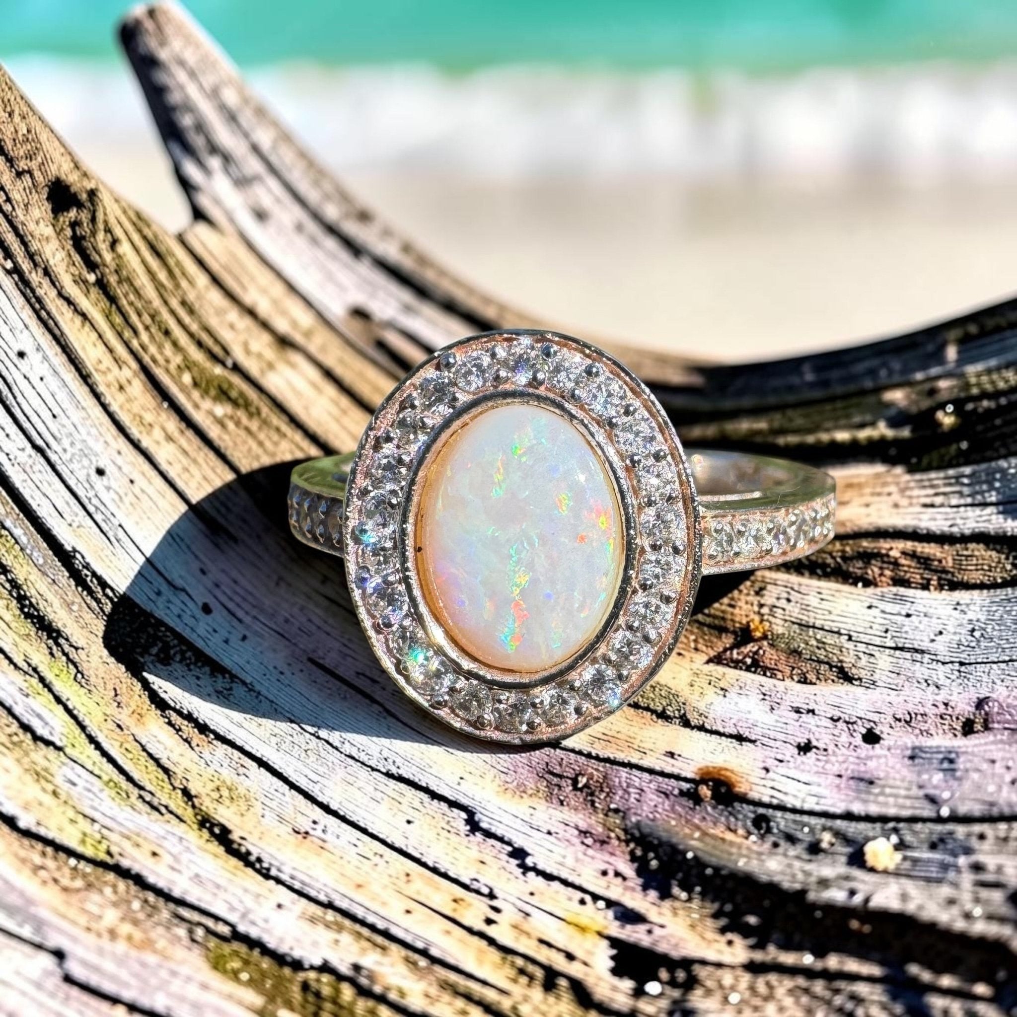 0.7ct Coober Pedy Opal Ring ~ 'Wilsons Prom Freeform' | 925 Sterling Silver | Solid Australian Opal