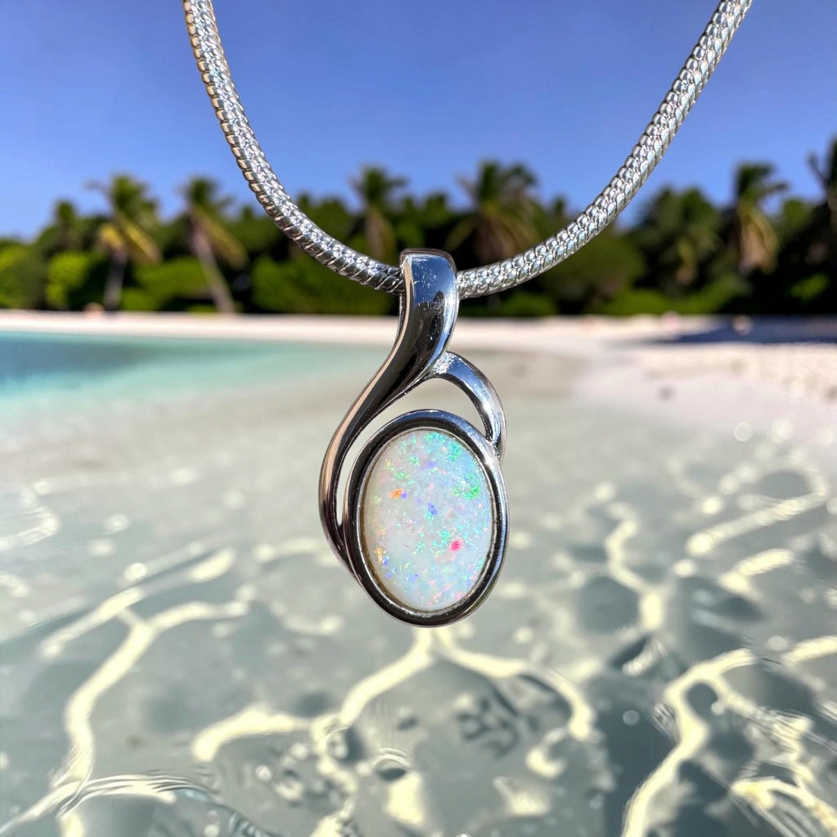 0.7ct Coober Pedy Opal Swirl Pendant Necklace ~ 'Gippsland Swirl' | 925 Sterling Silver | Solid Australian Opal