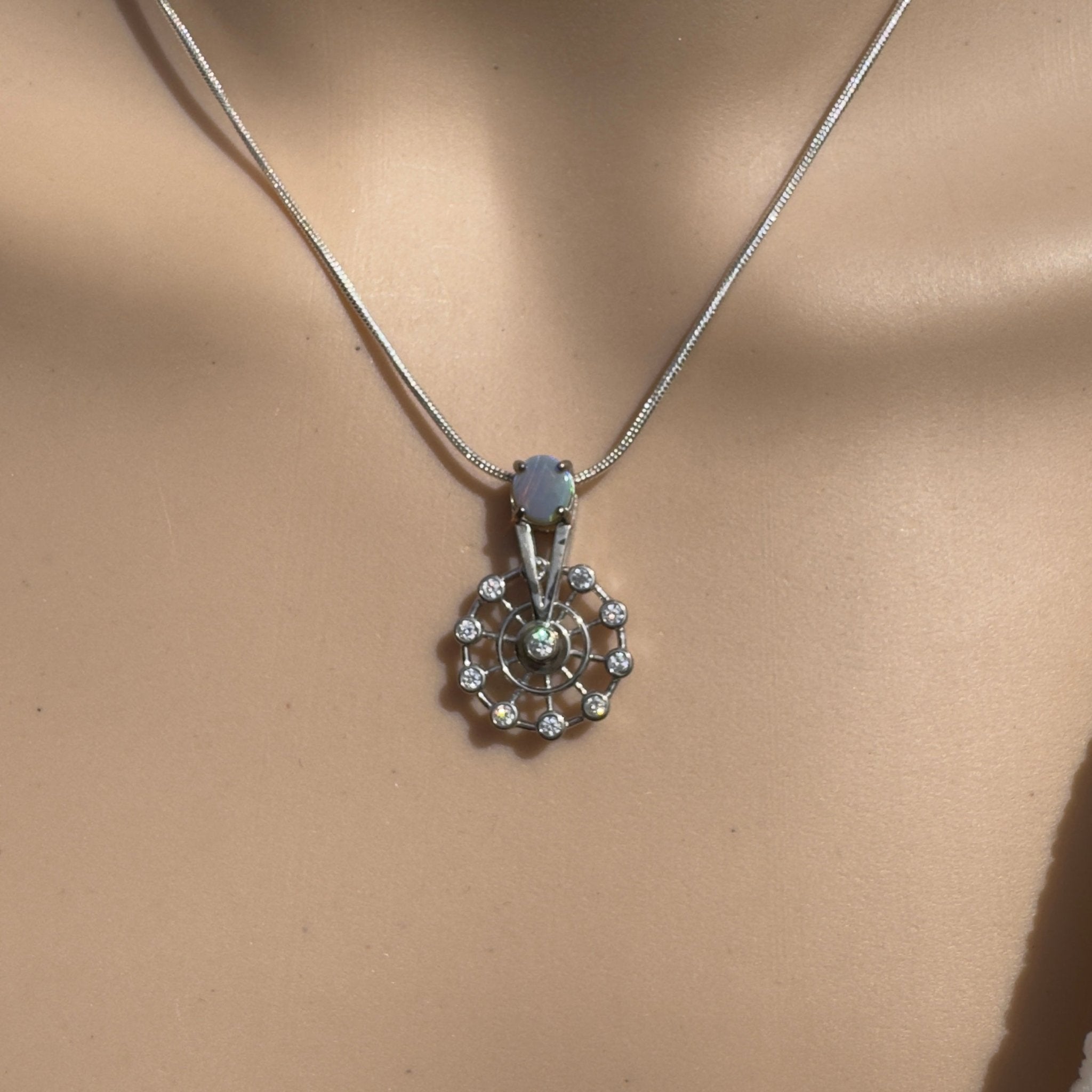 0.7ct Lightning Ridge Opal & Cubic Zirconia Spinning Pendant ~ 'Fair Fun' | 925 Sterling Silver | Solid Australian Opal