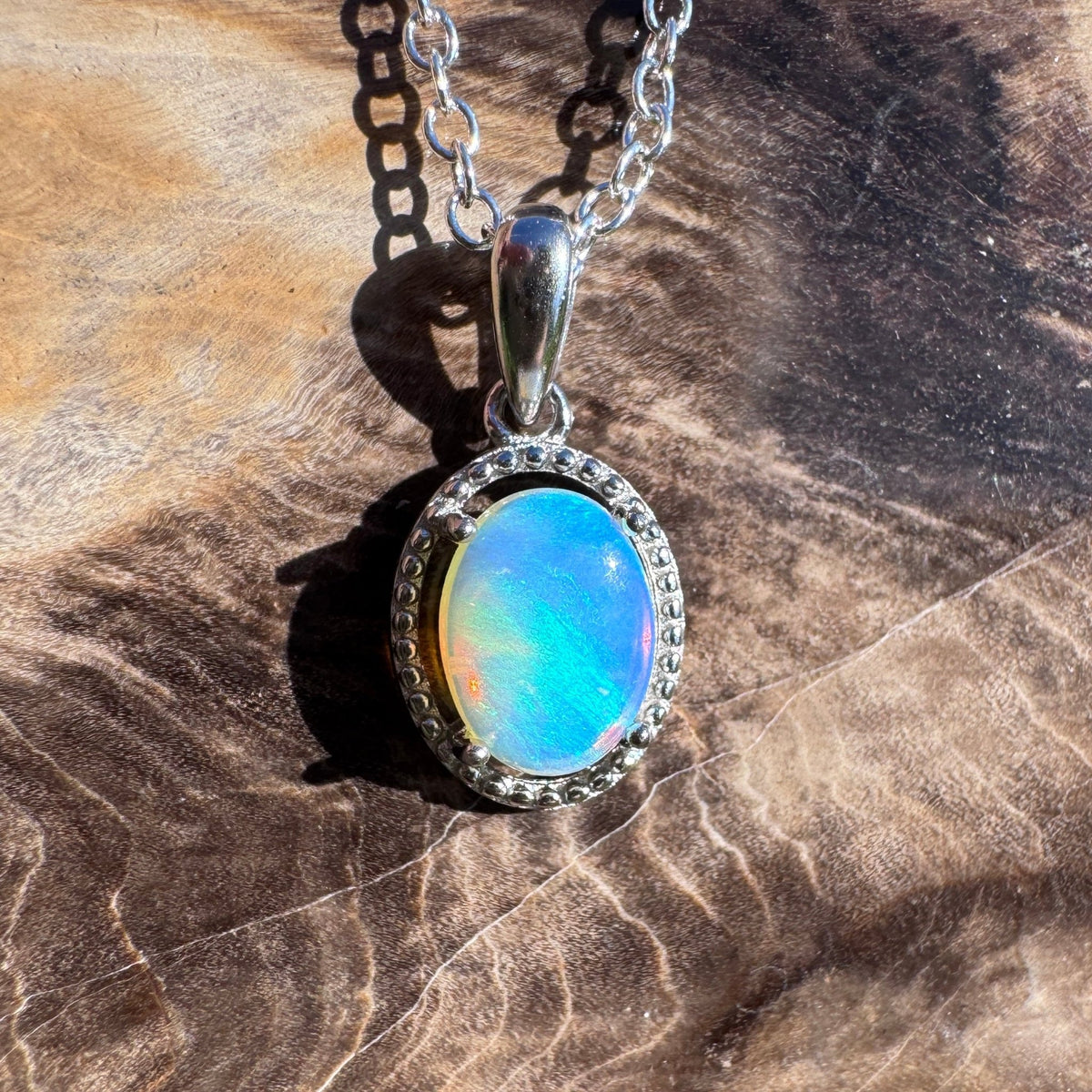 0.7ct Lightning Ridge Opal Pendant Necklace ~ 'Burrum Coast Greens' | 925 Sterling Silver | Solid Australian Opal