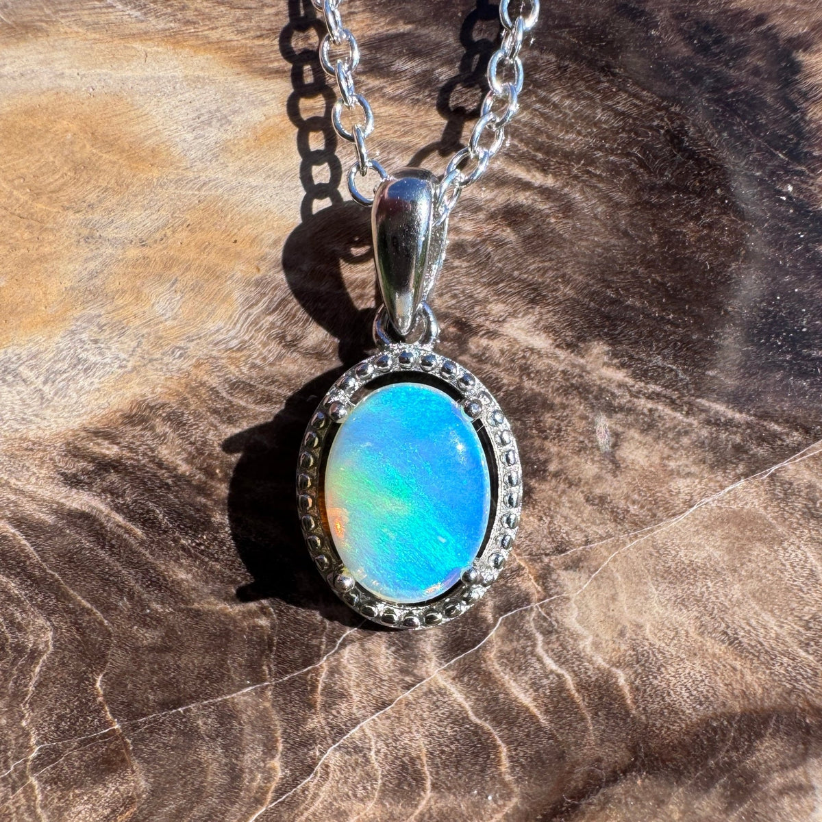 0.7ct Lightning Ridge Opal Pendant Necklace ~ 'Burrum Coast Greens' | 925 Sterling Silver | Solid Australian Opal