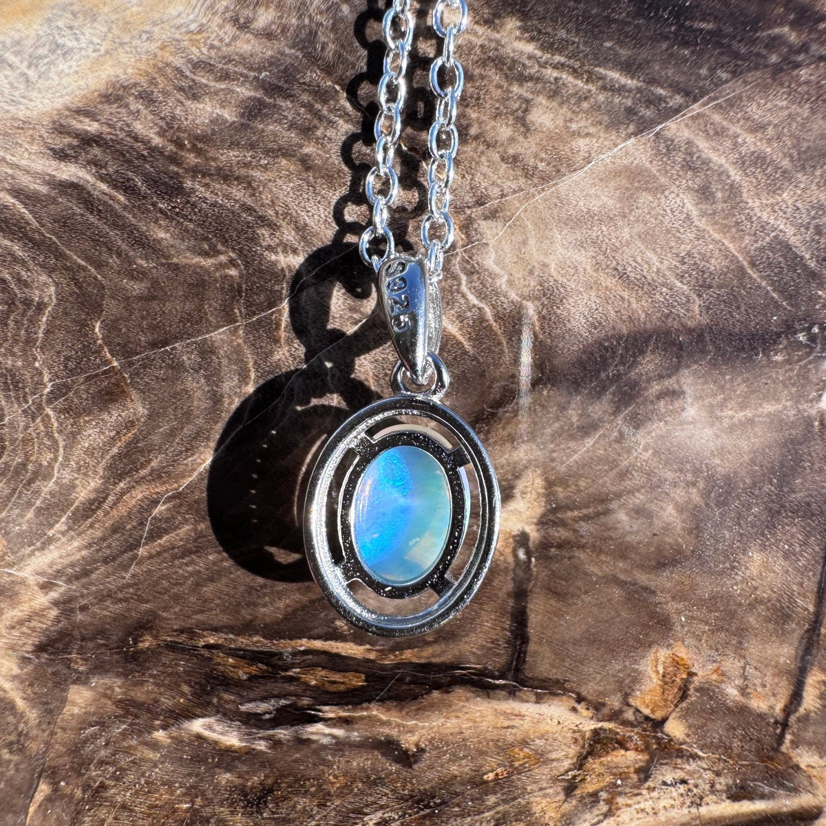 0.7ct Lightning Ridge Opal Pendant Necklace ~ 'Burrum Coast Greens' | 925 Sterling Silver | Solid Australian Opal