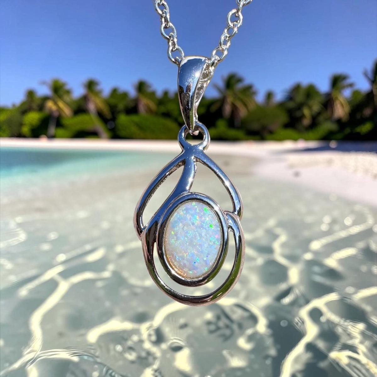 0.7ct Lightning Ridge Opal Pendant Necklace ~ 'Tidal River Blues' | 925 Sterling Silver | Solid Australian Opal