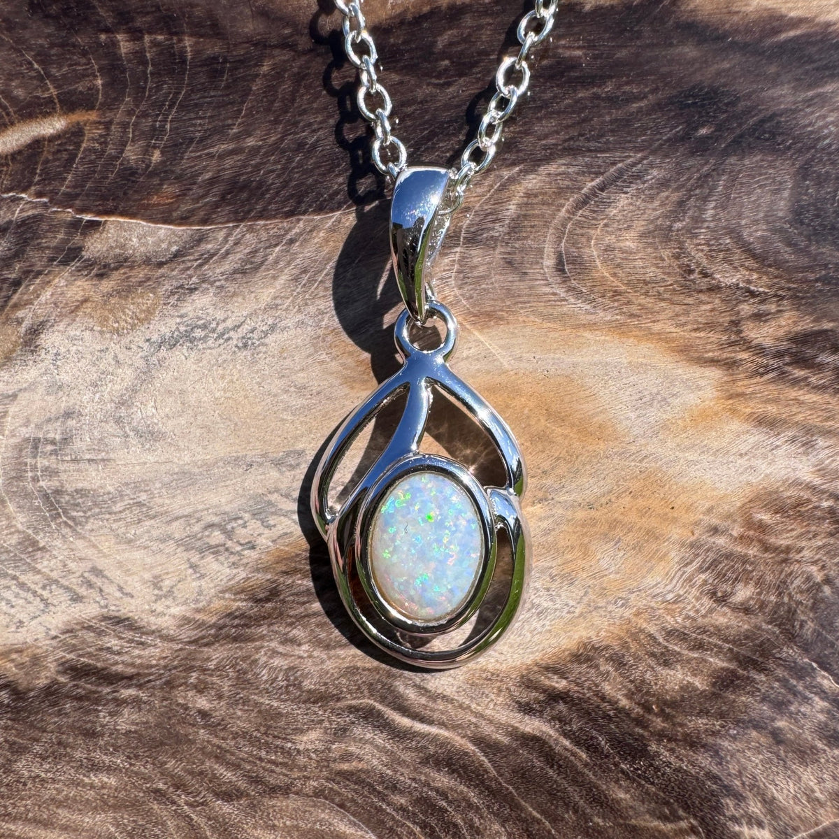 0.7ct Lightning Ridge Opal Pendant Necklace ~ 'Tidal River Blues' | 925 Sterling Silver | Solid Australian Opal