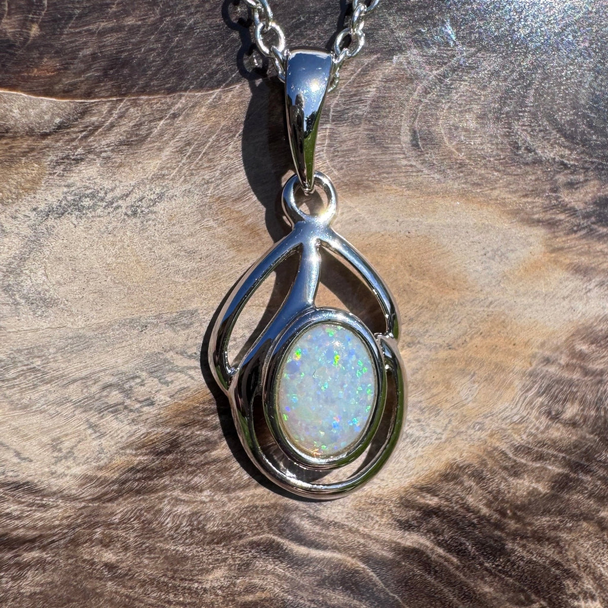 0.7ct Lightning Ridge Opal Pendant Necklace ~ 'Tidal River Blues' | 925 Sterling Silver | Solid Australian Opal
