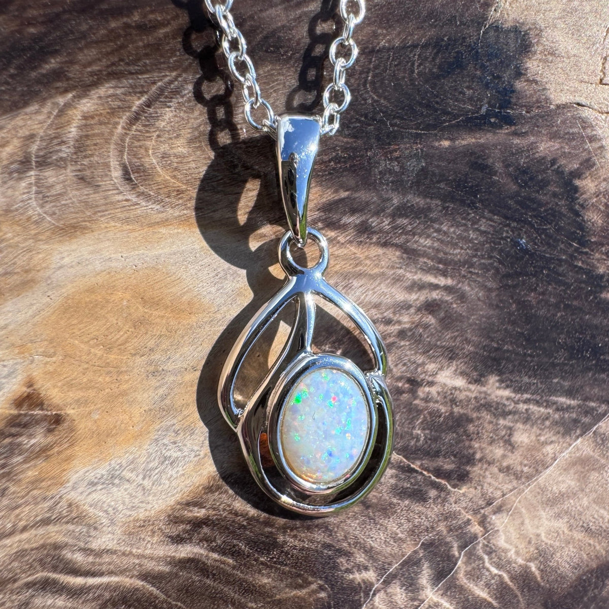 0.7ct Lightning Ridge Opal Pendant Necklace ~ 'Tidal River Blues' | 925 Sterling Silver | Solid Australian Opal