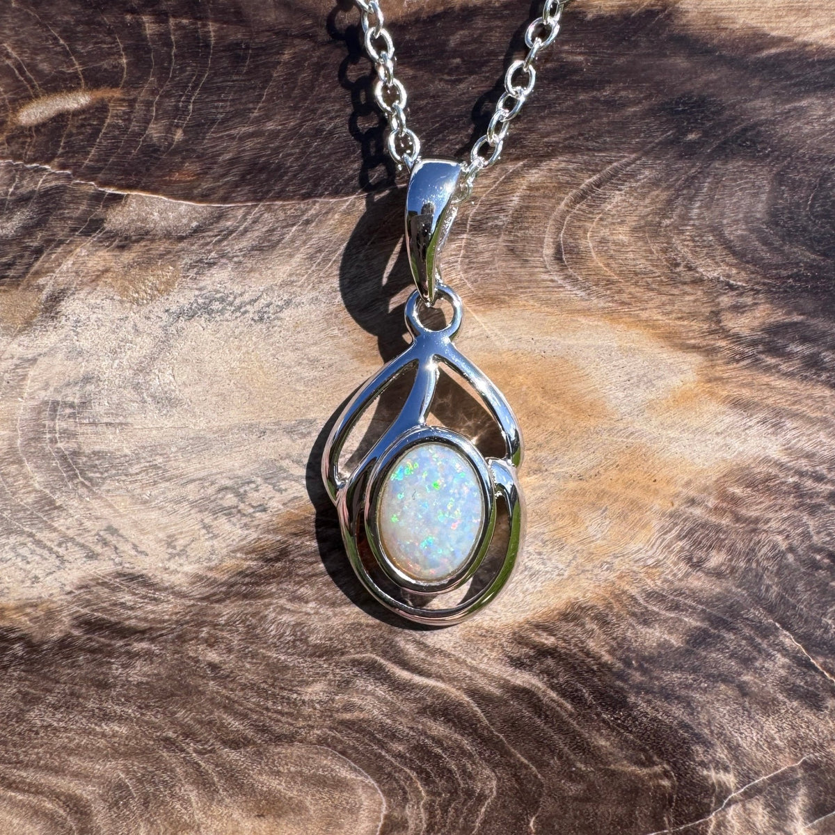 0.7ct Lightning Ridge Opal Pendant Necklace ~ 'Tidal River Blues' | 925 Sterling Silver | Solid Australian Opal