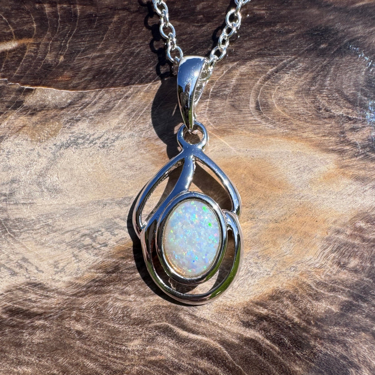 0.7ct Lightning Ridge Opal Pendant Necklace ~ 'Tidal River Blues' | 925 Sterling Silver | Solid Australian Opal