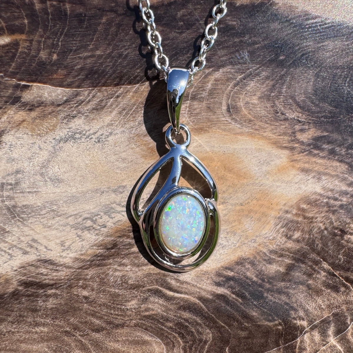 0.7ct Lightning Ridge Opal Pendant Necklace ~ 'Tidal River Blues' | 925 Sterling Silver | Solid Australian Opal