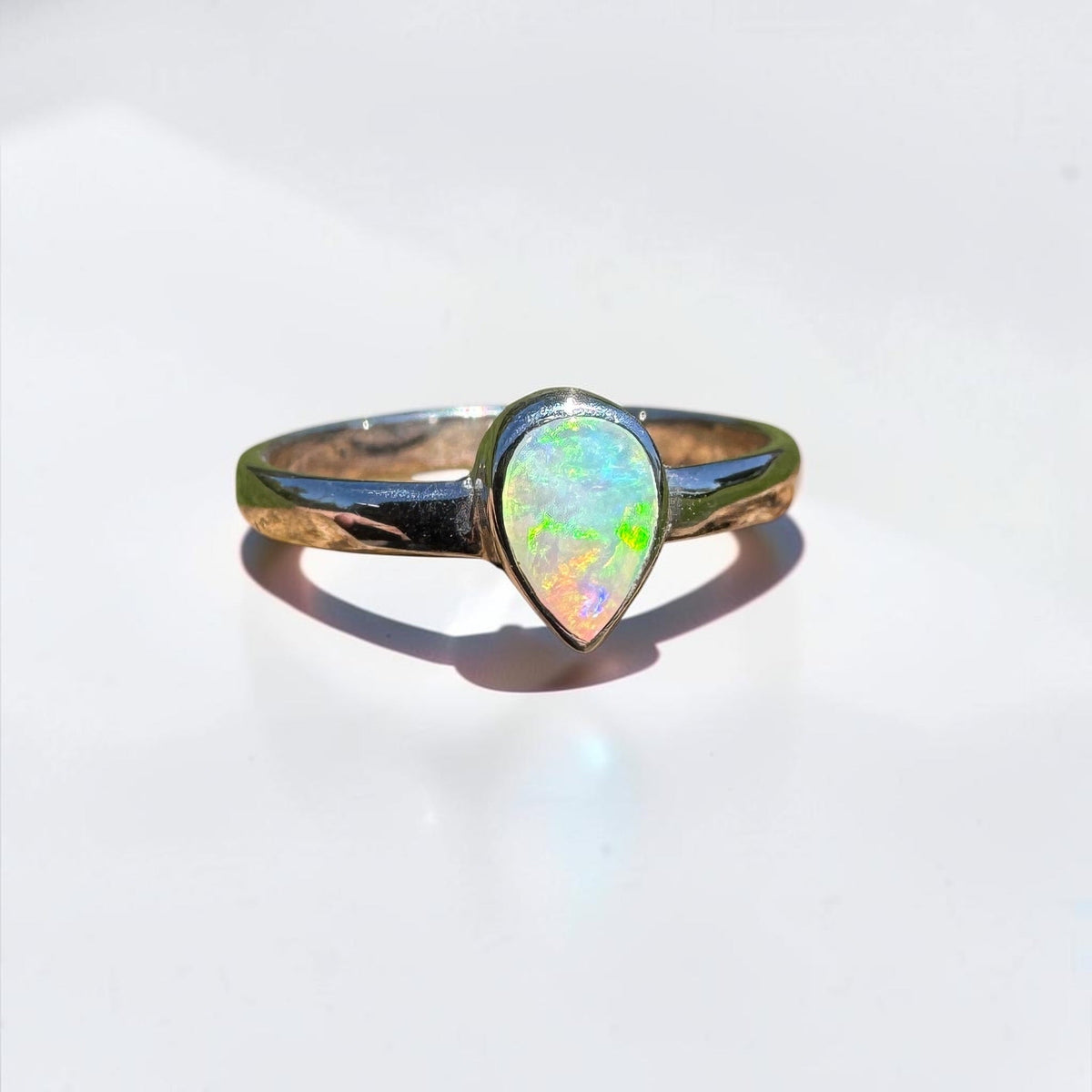 0.7ct Lightning Ridge Opal Ring ~ 'Bemm River Flame' | 925 Sterling Silver | Solid Australian Opal