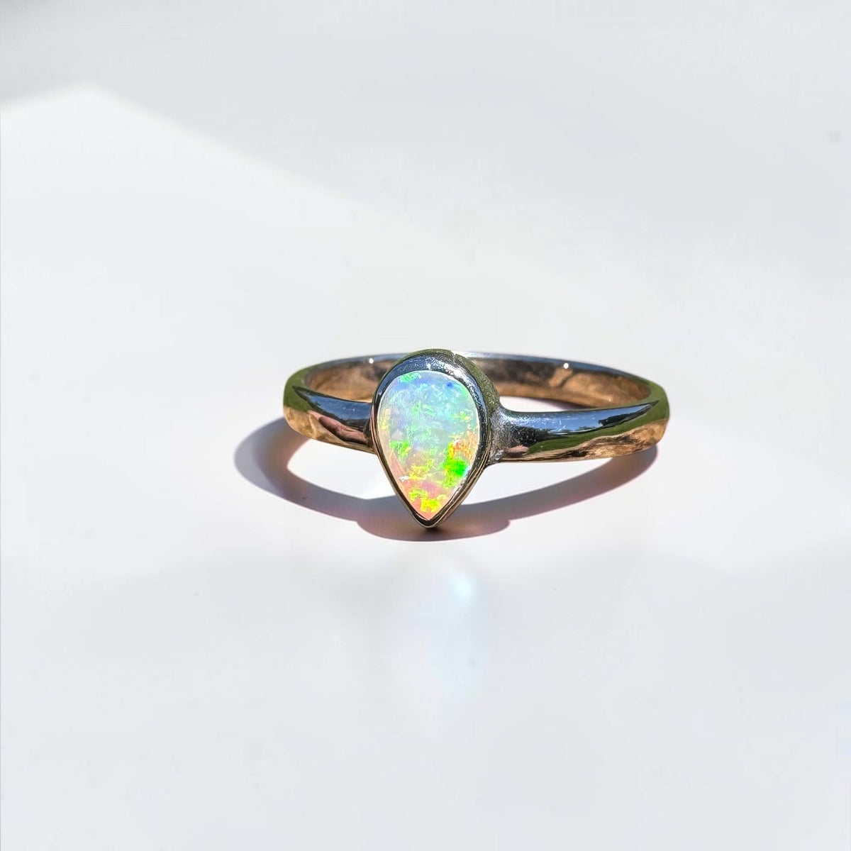 0.7ct Lightning Ridge Opal Ring ~ 'Bemm River Flame' | 925 Sterling Silver | Solid Australian Opal