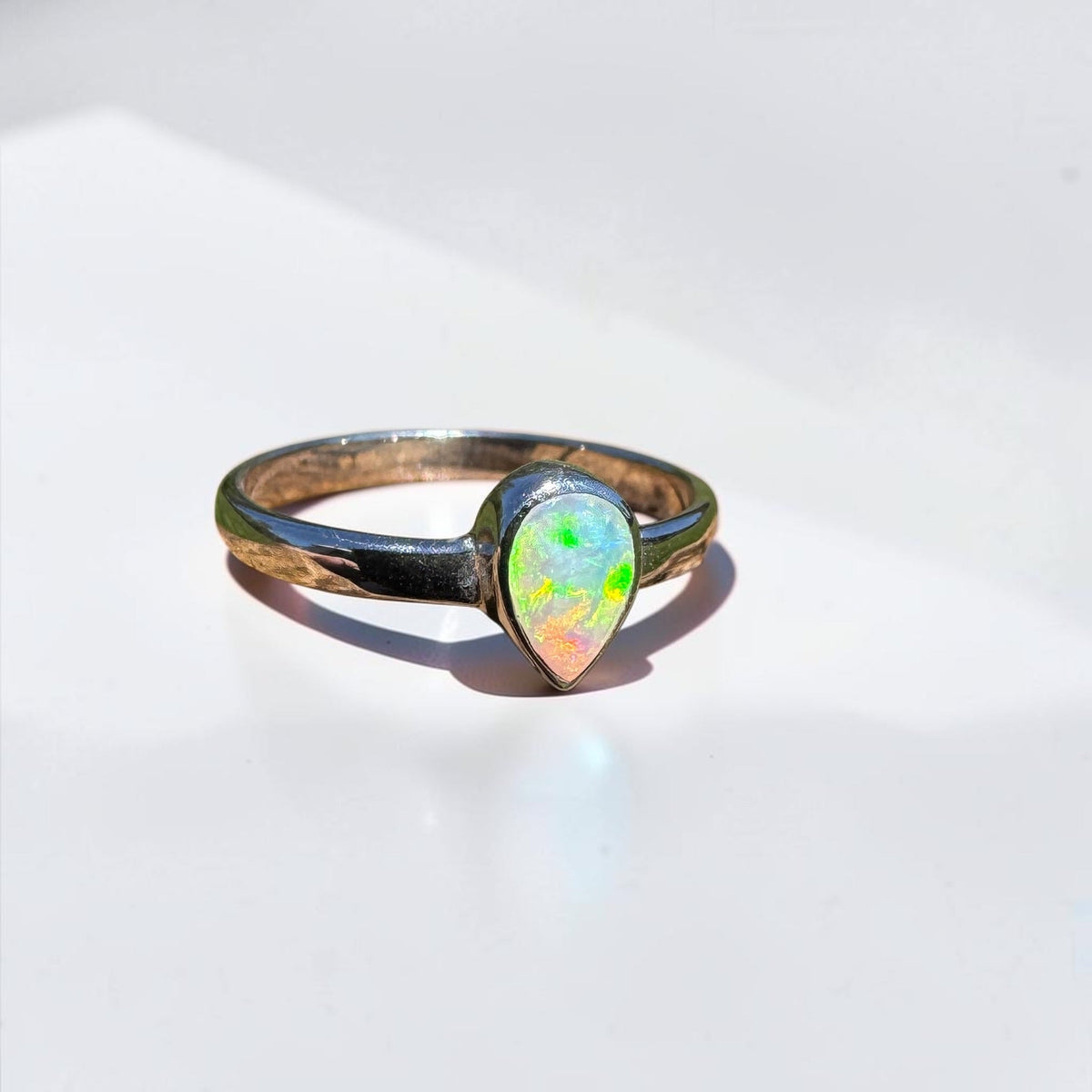 0.7ct Lightning Ridge Opal Ring ~ 'Bemm River Flame' | 925 Sterling Silver | Solid Australian Opal