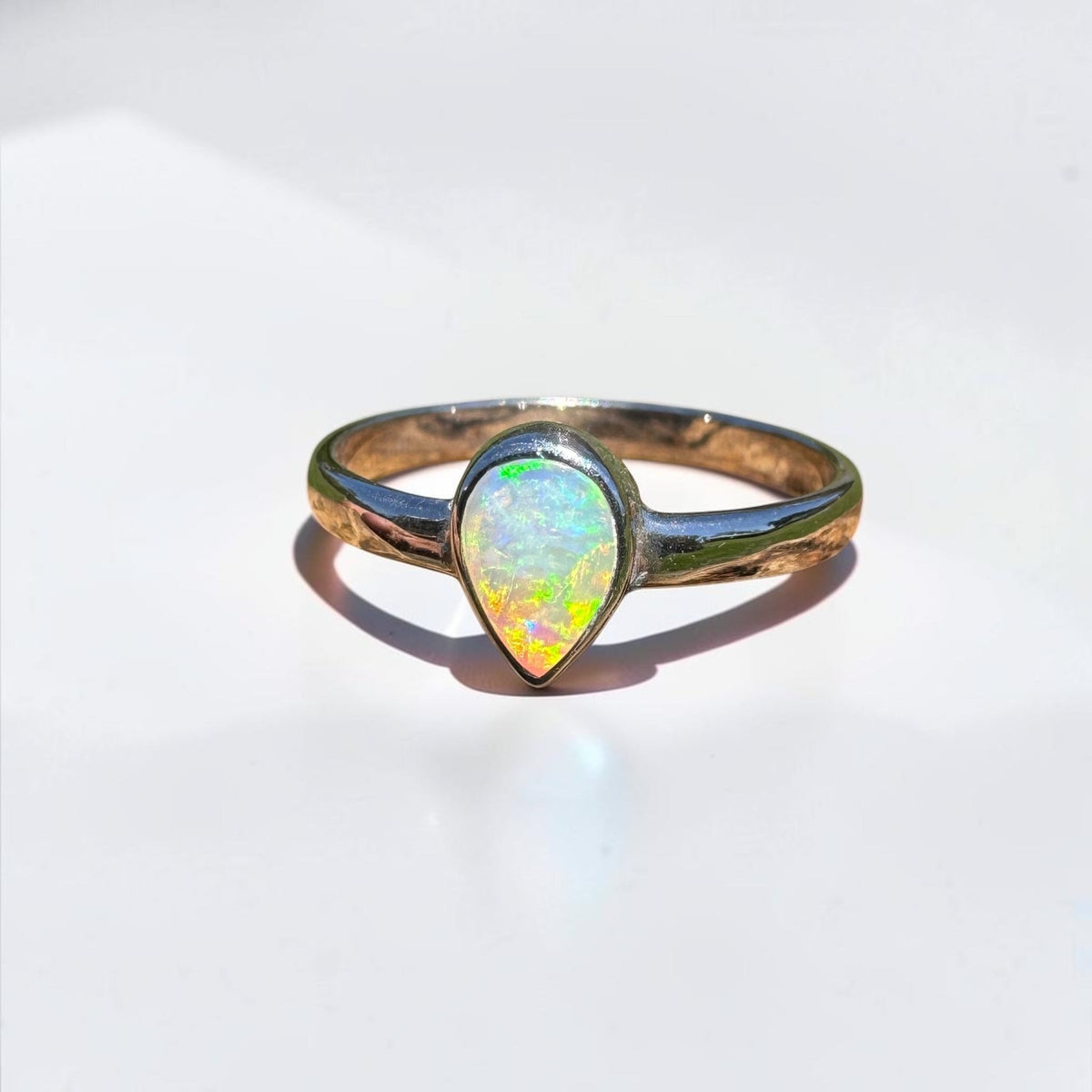 0.7ct Lightning Ridge Opal Ring ~ 'Bemm River Flame' | 925 Sterling Silver | Solid Australian Opal