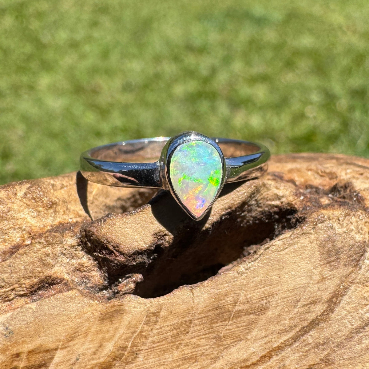 0.7ct Lightning Ridge Opal Ring ~ 'Bemm River Flame' | 925 Sterling Silver | Solid Australian Opal