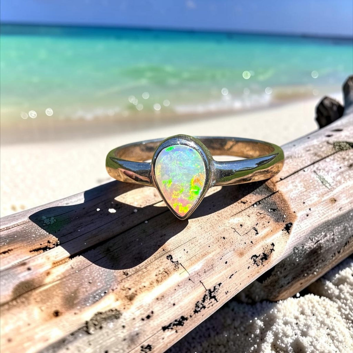 0.7ct Lightning Ridge Opal Ring ~ 'Bemm River Flame' | 925 Sterling Silver | Solid Australian Opal