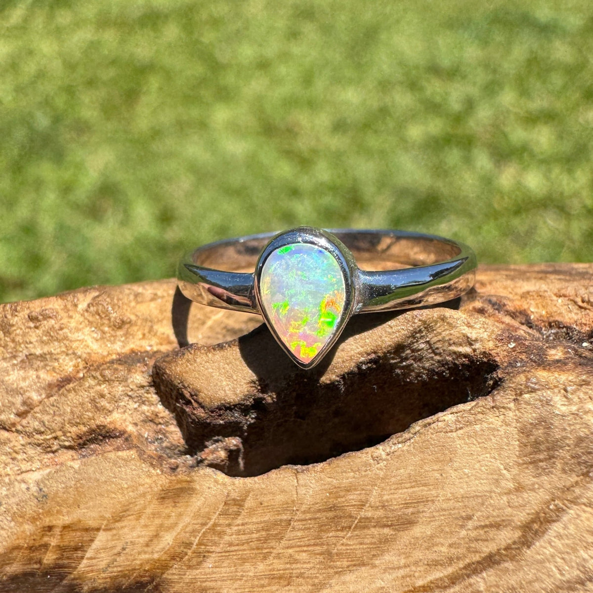 0.7ct Lightning Ridge Opal Ring ~ 'Bemm River Flame' | 925 Sterling Silver | Solid Australian Opal
