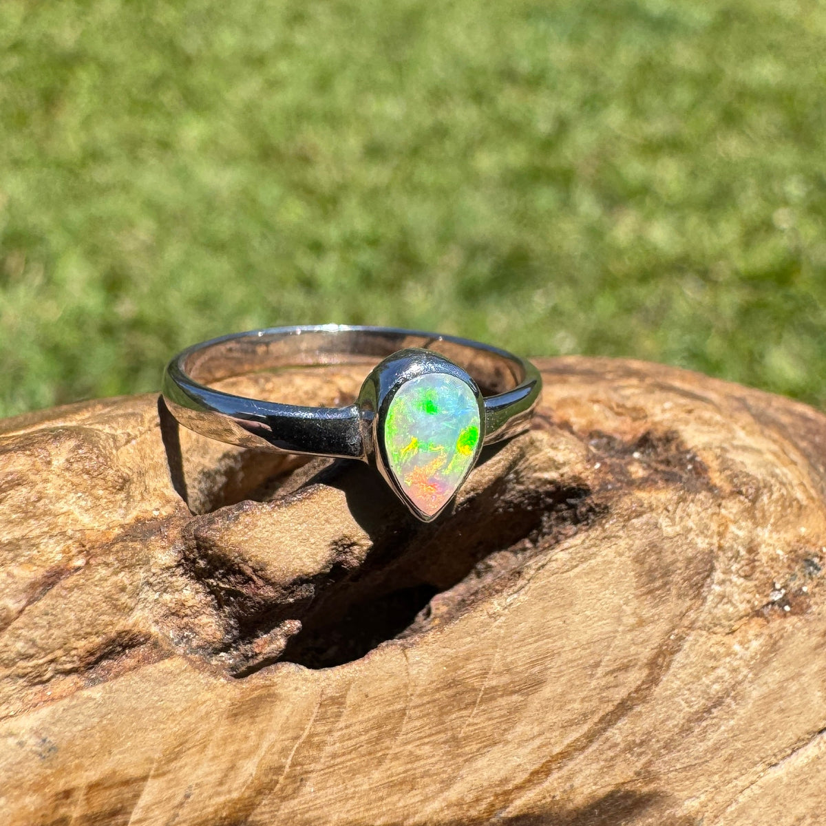 0.7ct Lightning Ridge Opal Ring ~ 'Bemm River Flame' | 925 Sterling Silver | Solid Australian Opal
