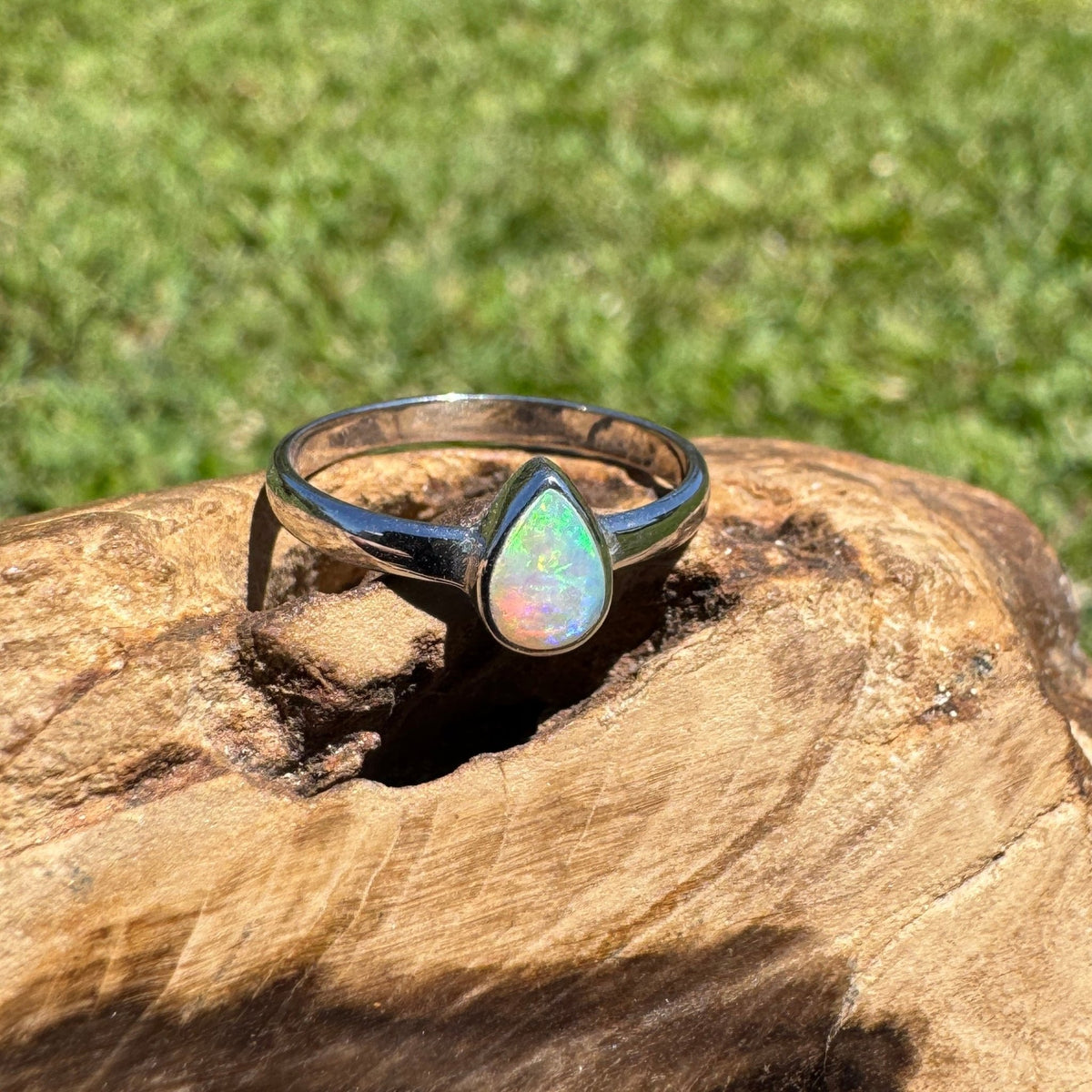 0.7ct Lightning Ridge Opal Ring ~ 'Bemm River Flame' | 925 Sterling Silver | Solid Australian Opal