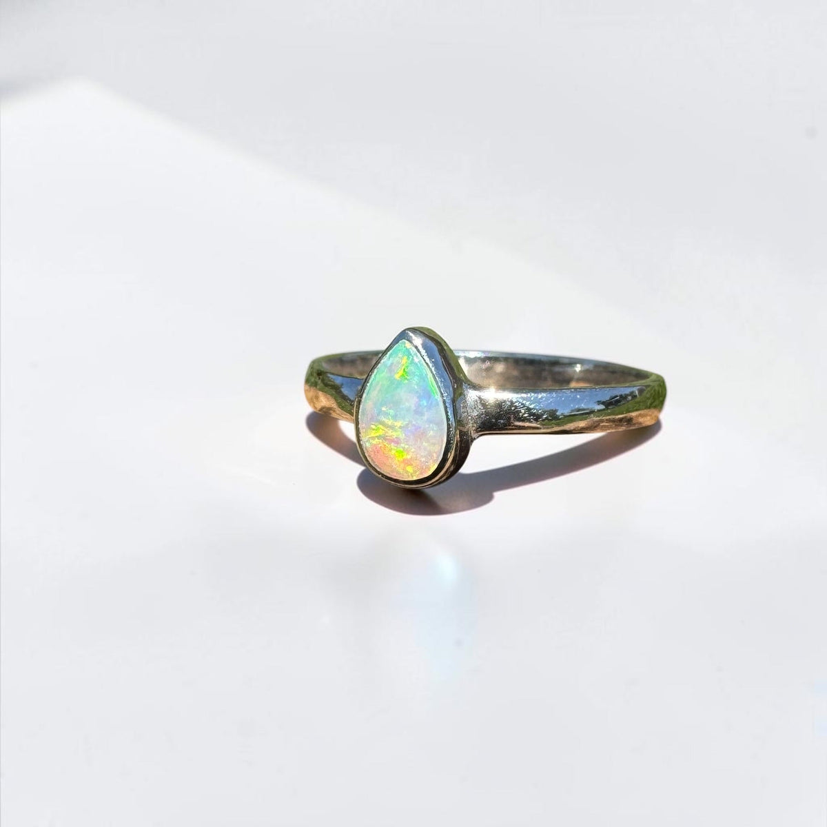 0.7ct Lightning Ridge Opal Ring ~ 'Bemm River Flame' | 925 Sterling Silver | Solid Australian Opal