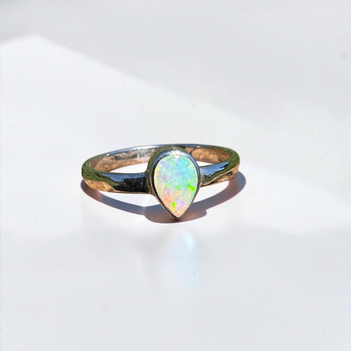 0.7ct Lightning Ridge Opal Ring ~ 'Bemm River Flame' | 925 Sterling Silver | Solid Australian Opal