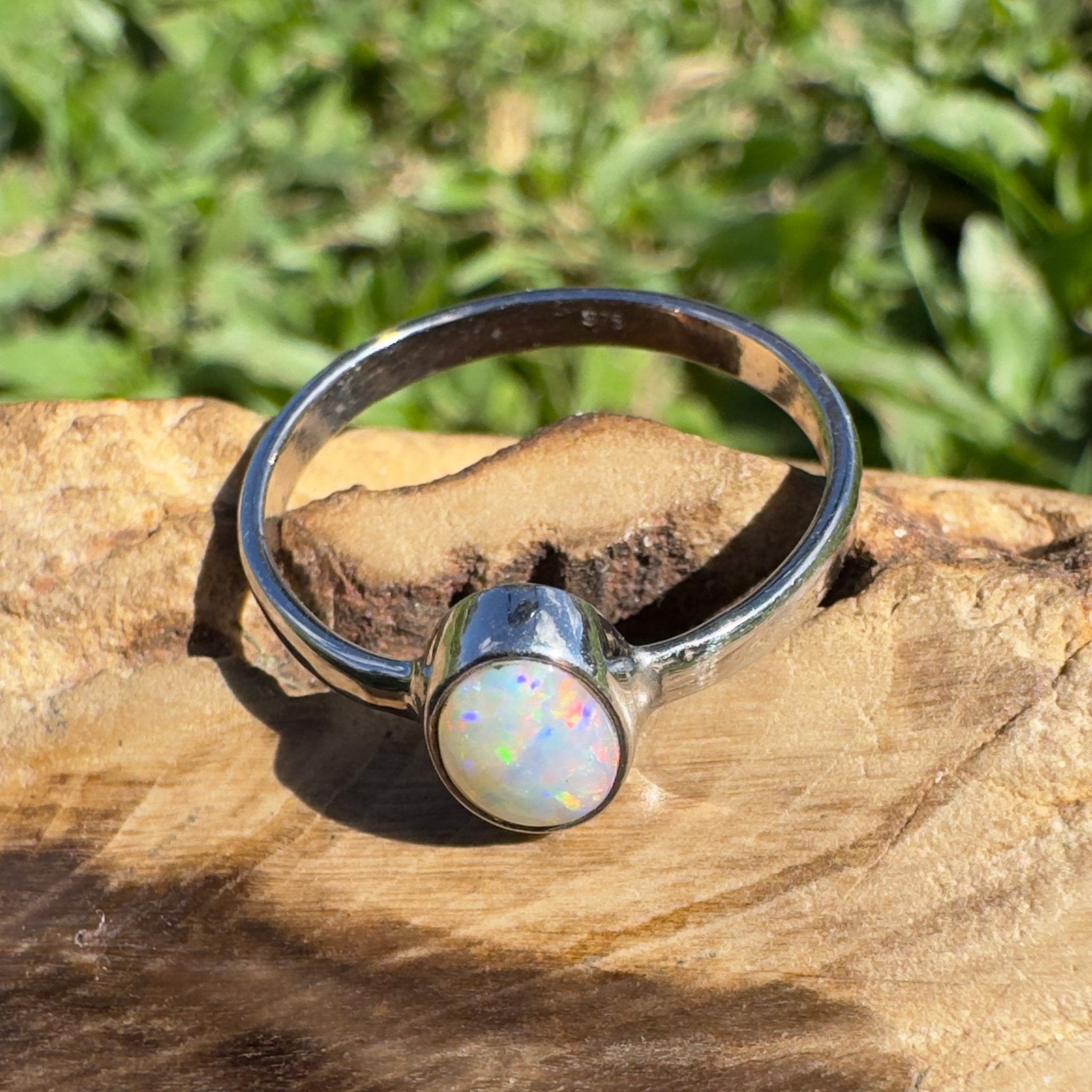 0.7ct Lightning Ridge Opal Ring ~ 'Kata Tjuta Fire' | 925 Sterling Silver | Solid Australian Opal