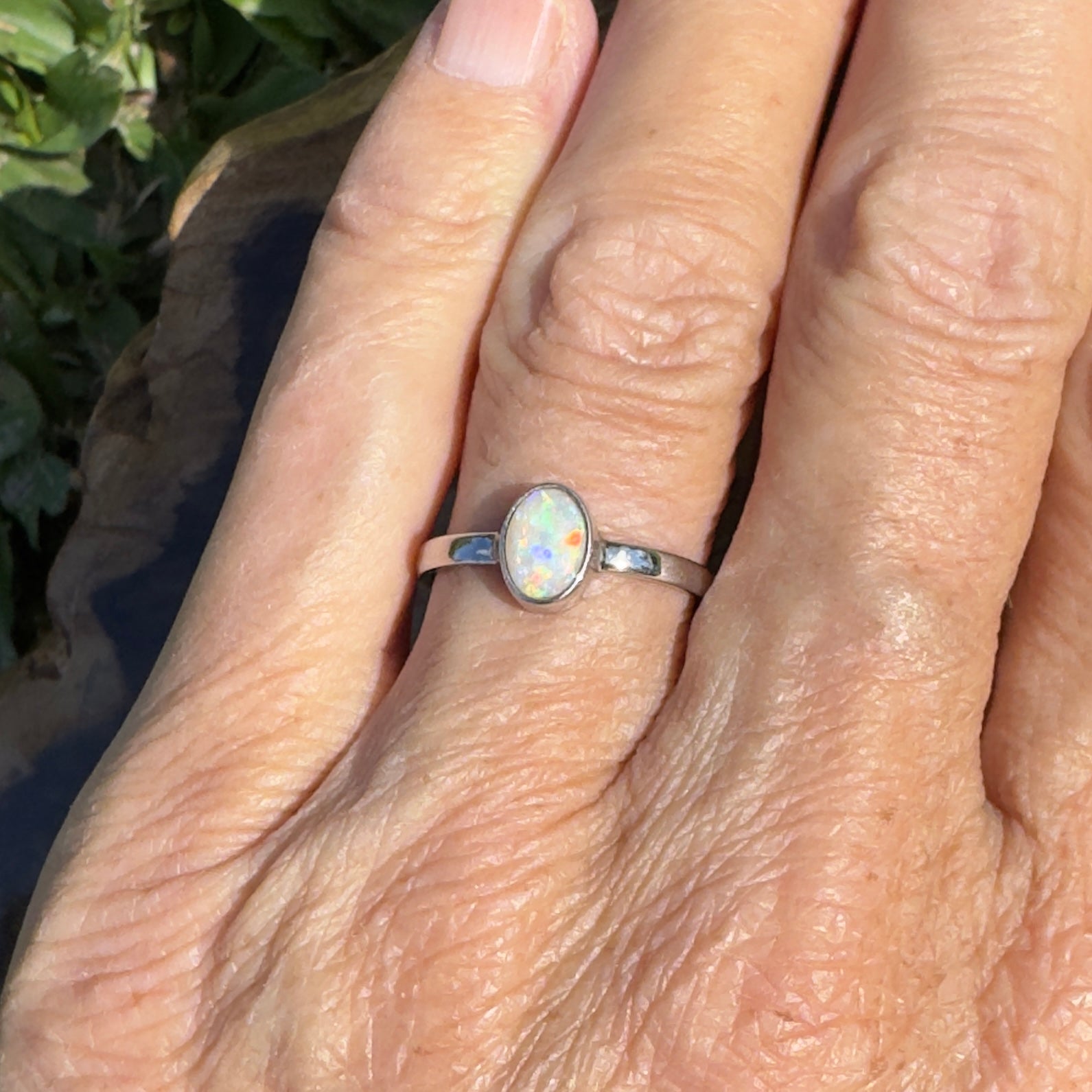 0.7ct Lightning Ridge Opal Ring ~ 'Kata Tjuta Fire' | 925 Sterling Silver | Solid Australian Opal