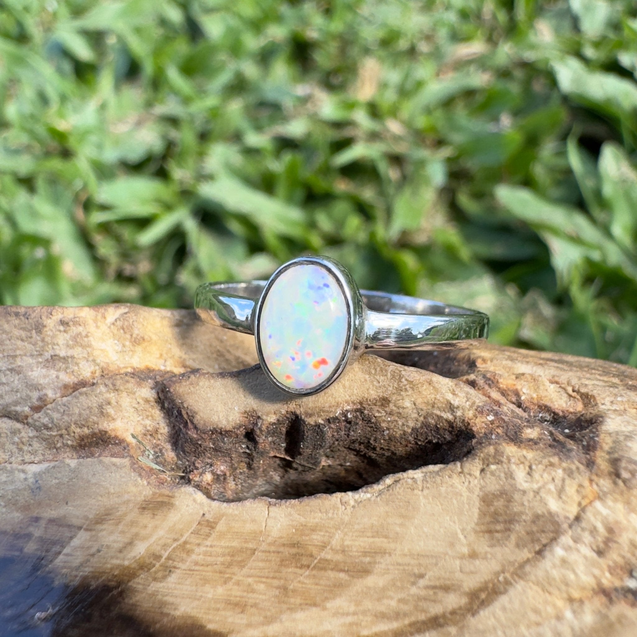 0.7ct Lightning Ridge Opal Ring ~ 'Kata Tjuta Fire' | 925 Sterling Silver | Solid Australian Opal